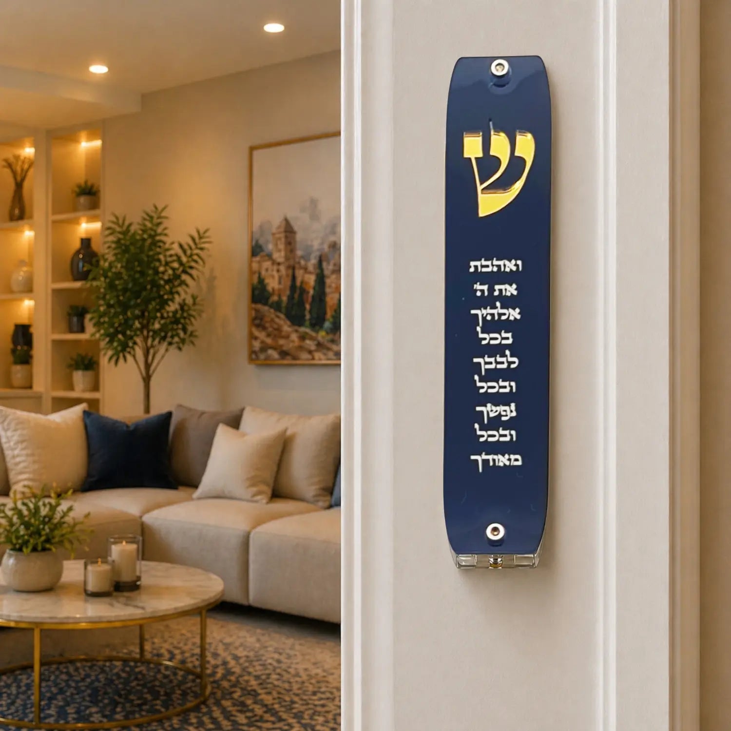Genesis Classic Mezuzah for Door – Handmade Premium Clear Acrylic Case – Model LSN-10061