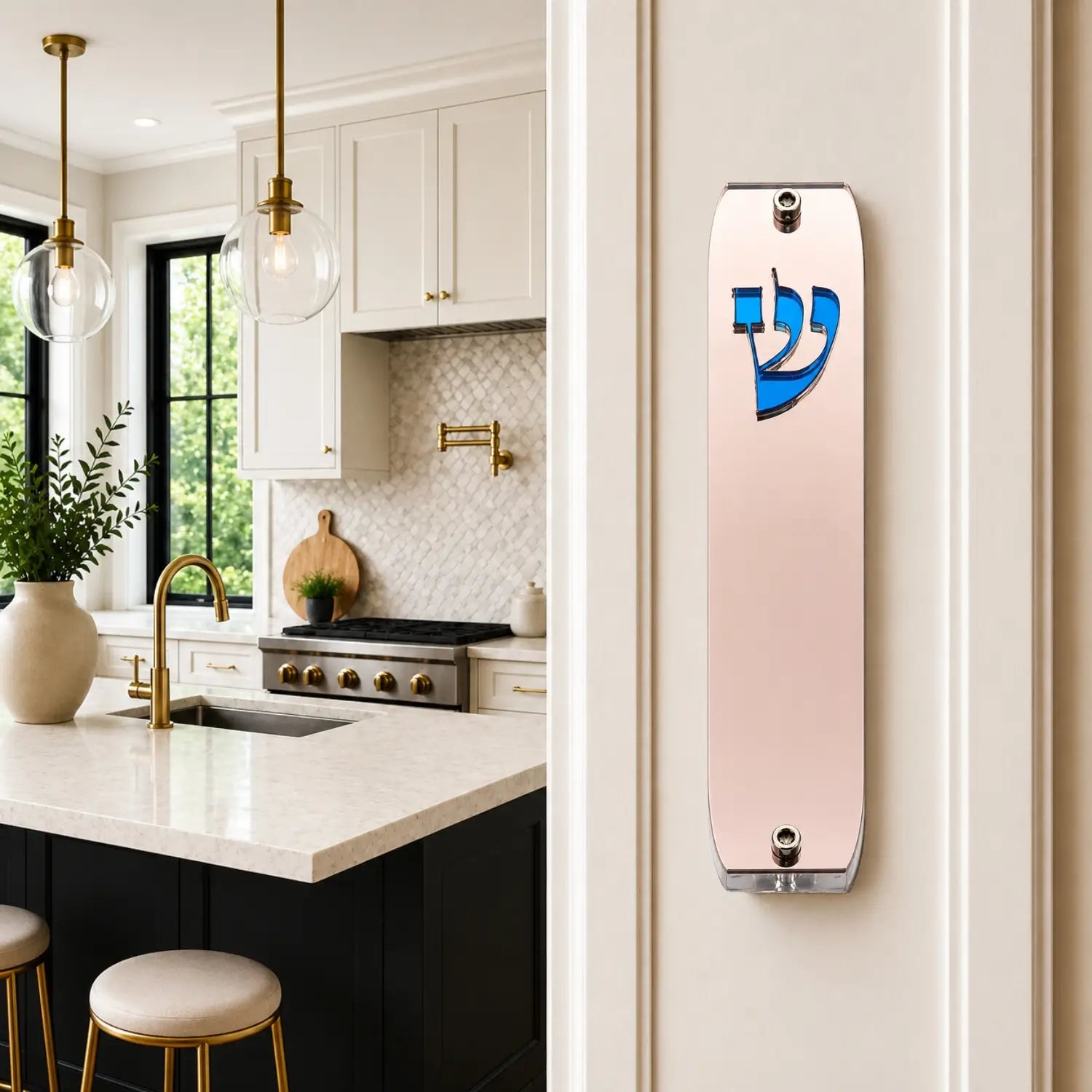 Genesis Classic Mezuzah for Door – Handmade Premium Clear Acrylic Case – Model LSN-10066
