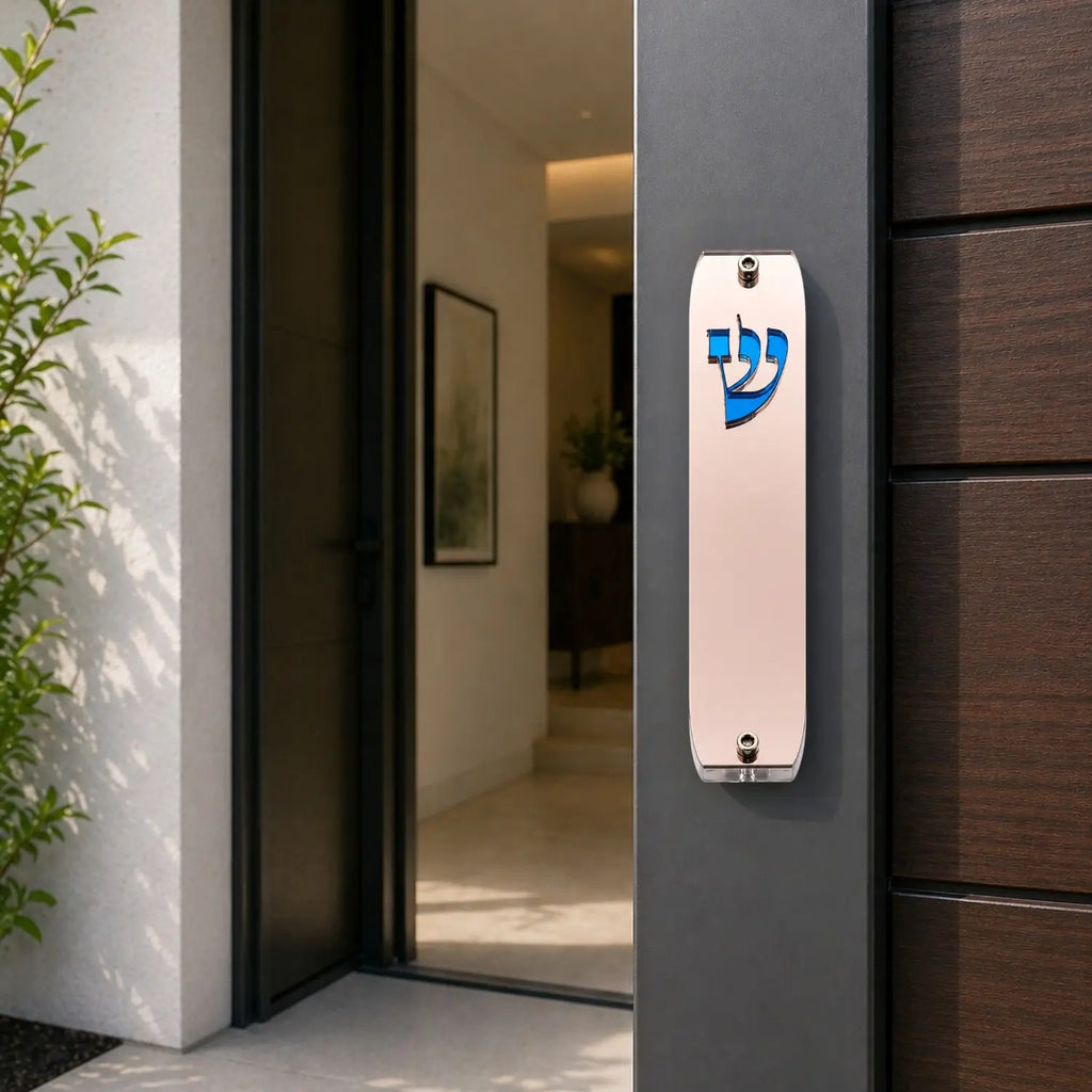 Genesis Classic Mezuzah for Door – Handmade Premium Clear Acrylic Case – Model LSN-10066