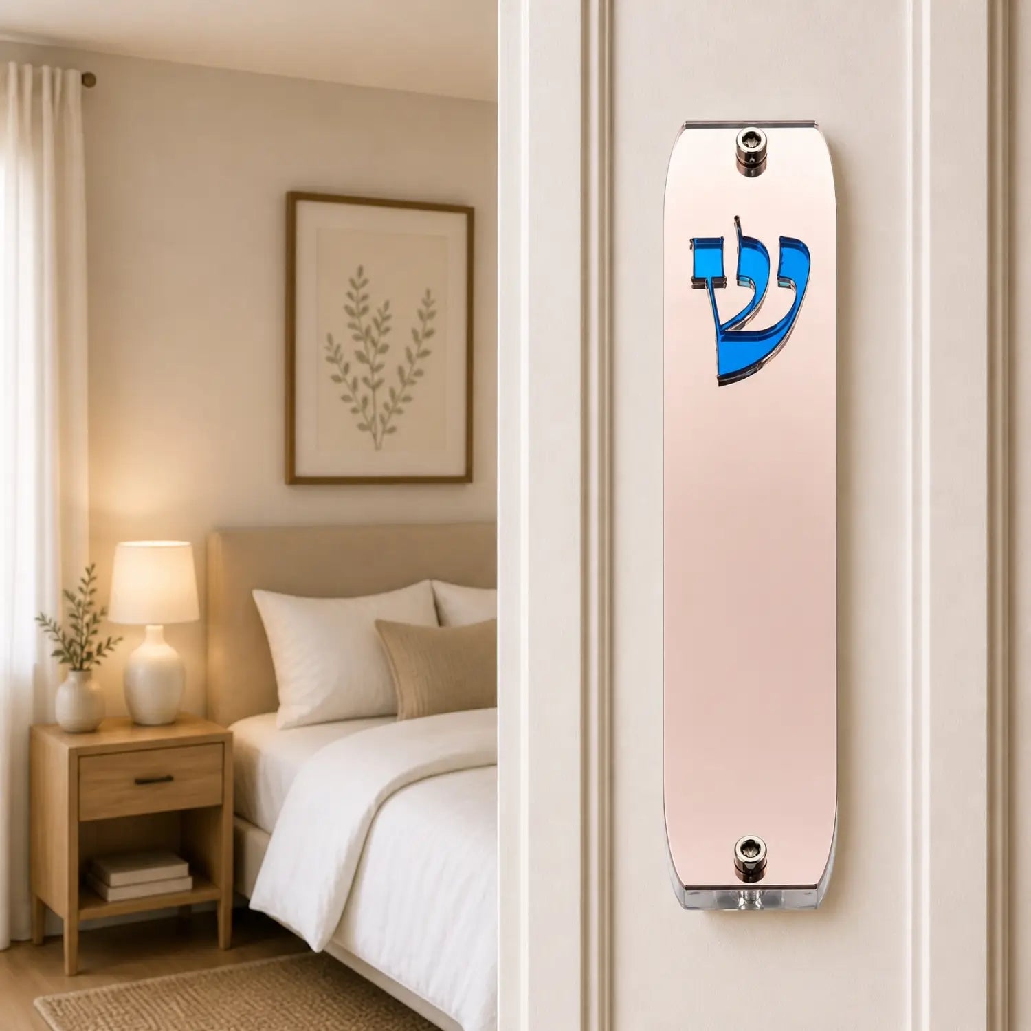 Genesis Classic Mezuzah for Door – Handmade Premium Clear Acrylic Case – Model LSN-10066