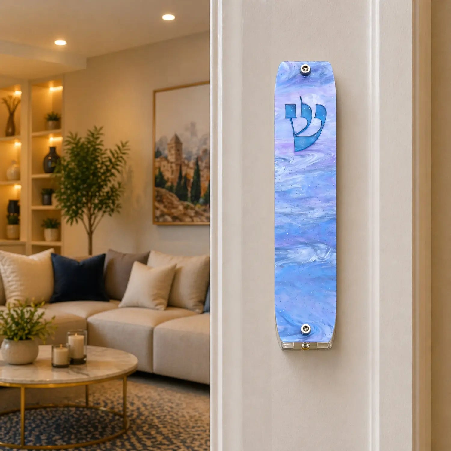 Genesis Classic Mezuzah for Door – Handmade Premium Clear Acrylic Case – Model LSN-10067