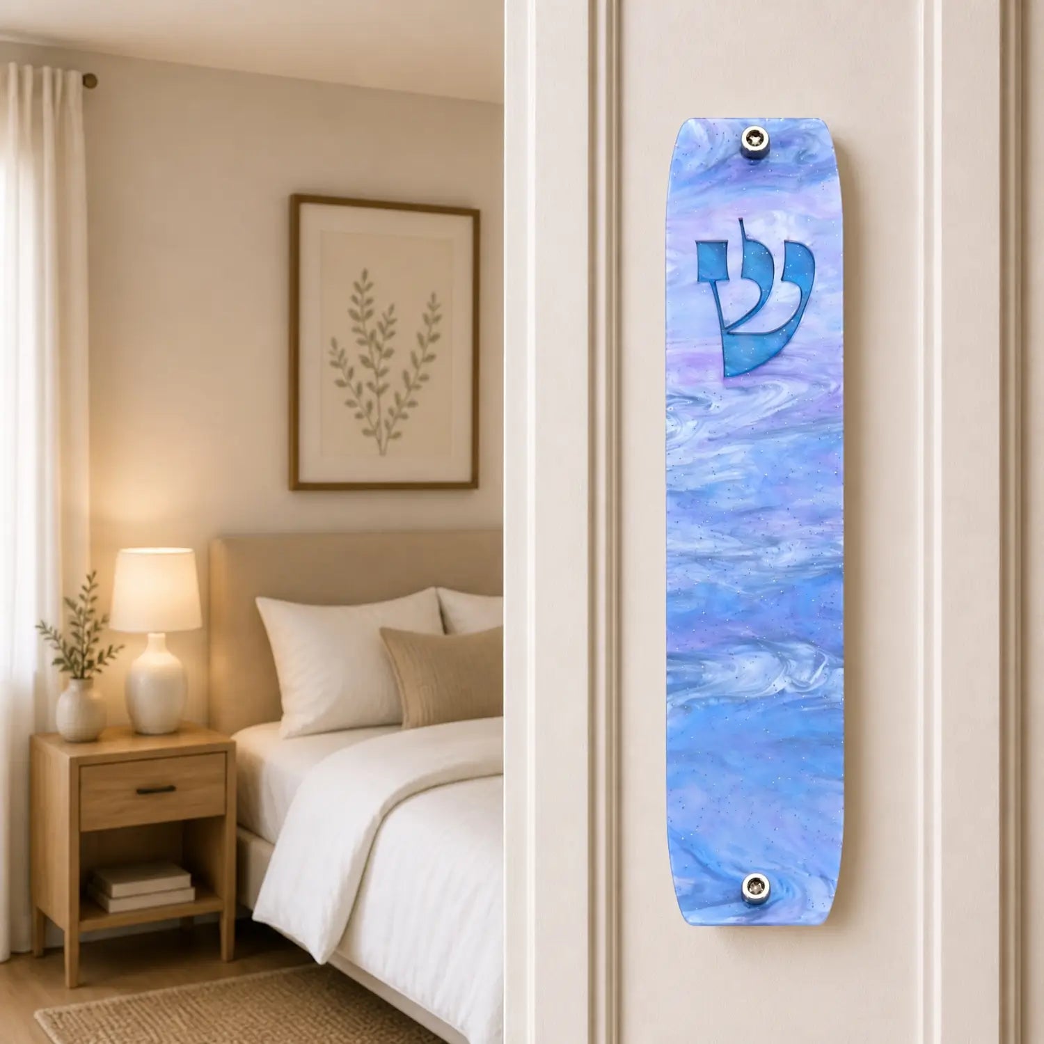 Genesis Classic Mezuzah for Door – Handmade Premium Clear Acrylic Case – Model LSN-10067
