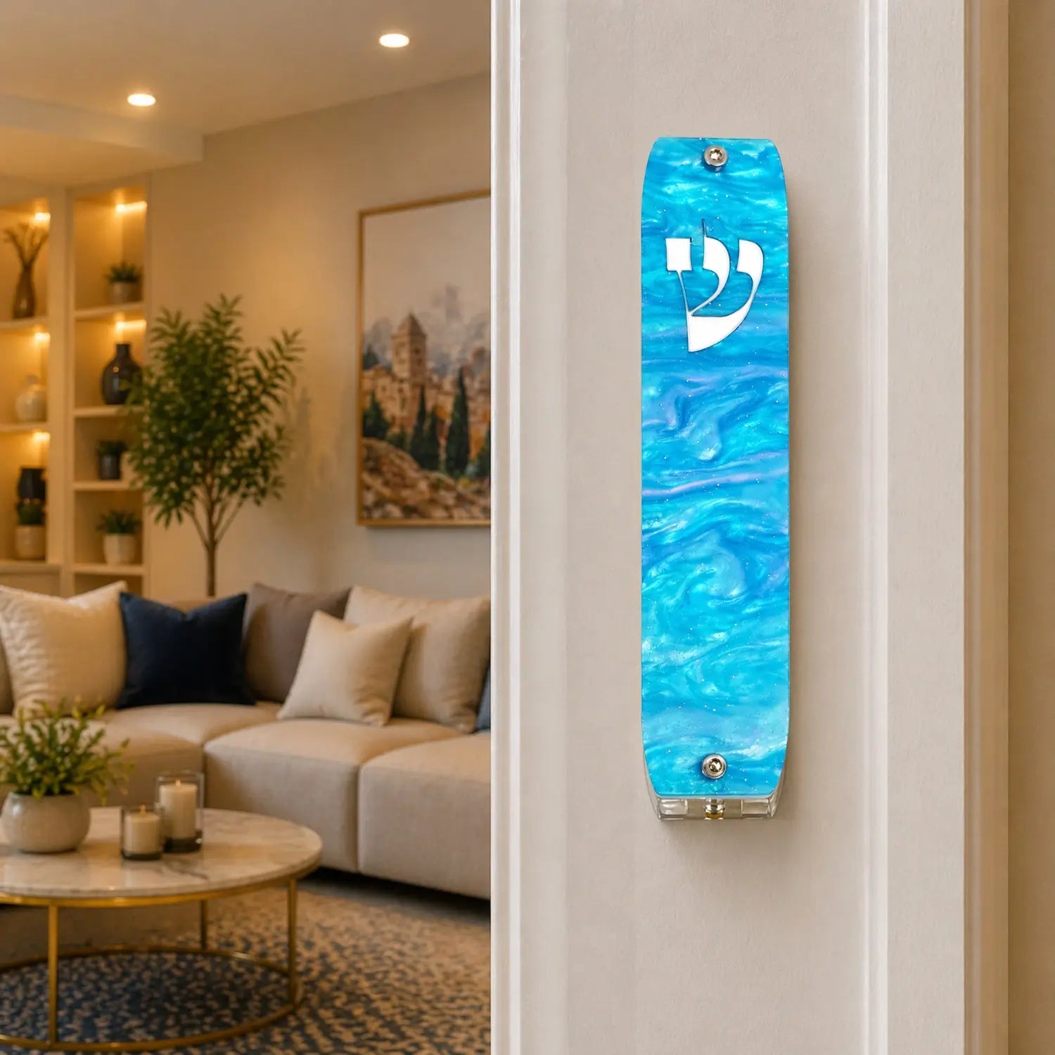 Genesis Classic Mezuzah for Door – Handmade Premium Clear Acrylic Case – Model LSN-10069
