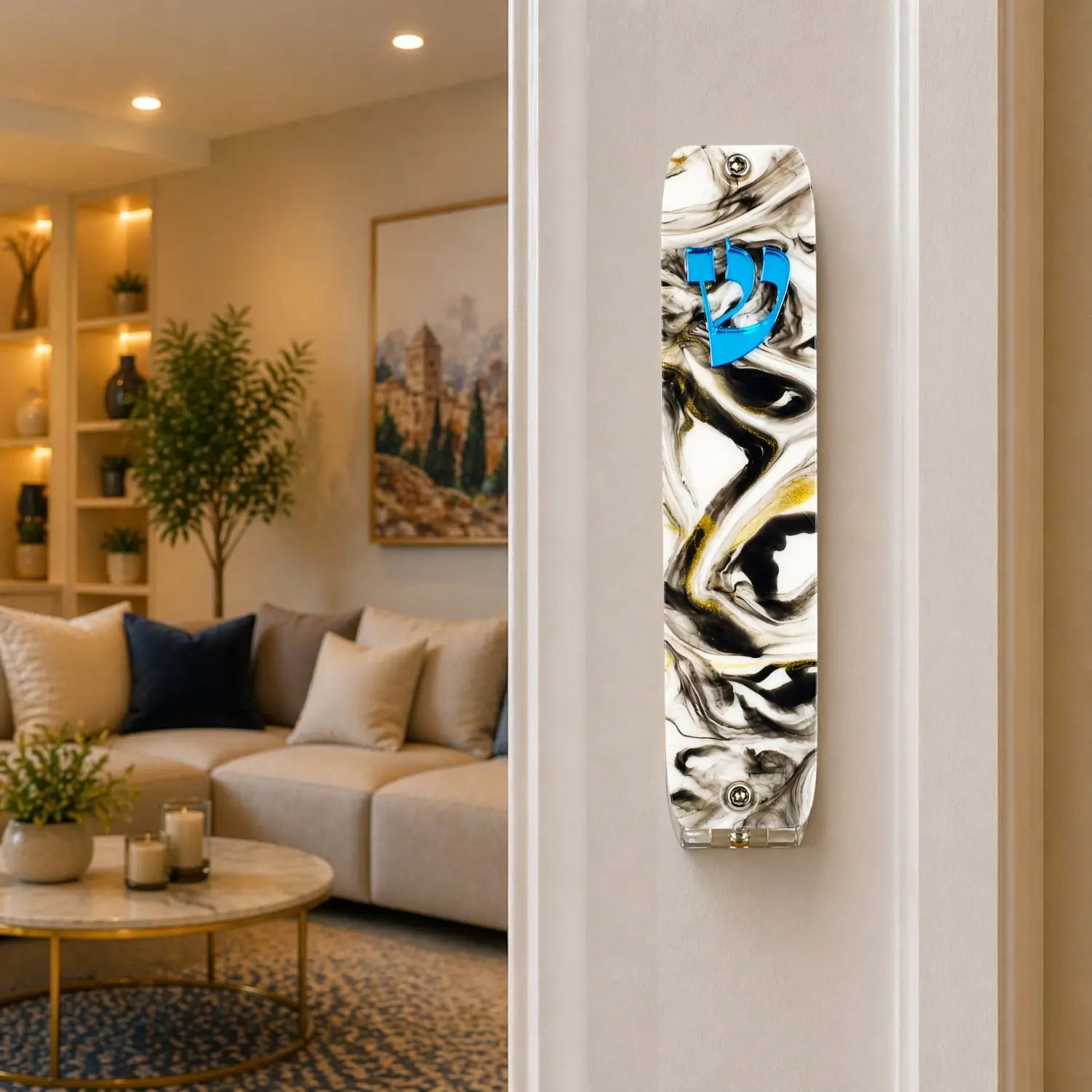 Genesis Classic Mezuzah for Door – Handmade Premium Clear Acrylic Case – Model LSN-10070