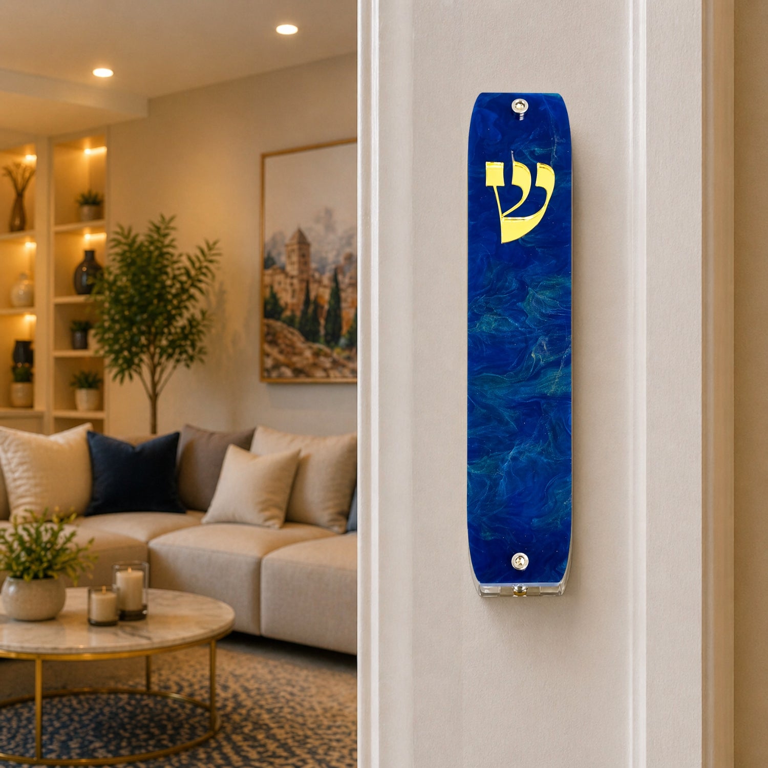 Genesis Classic Mezuzah for Door – Handmade Premium Clear Acrylic Case – Model LSN-10071