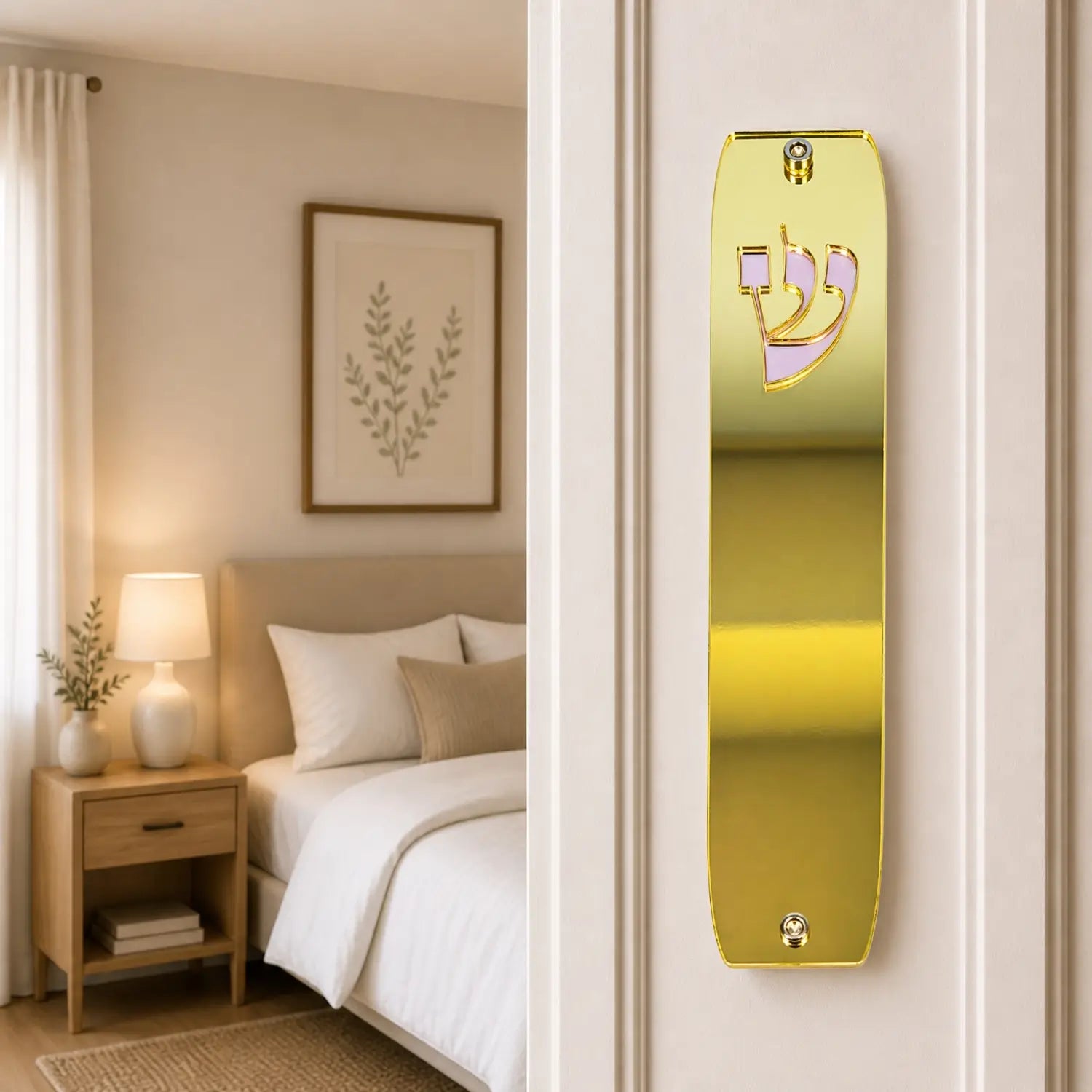 Genesis Classic Mezuzah for Door – Handmade Premium Clear Acrylic Case – Model LSN-10072