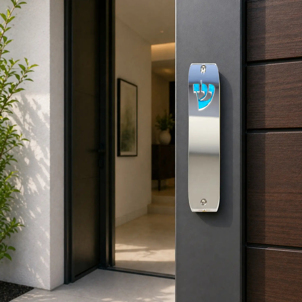 Genesis Classic Mezuzah for Door – Handmade Premium Clear Acrylic Case – Model LSN-10073