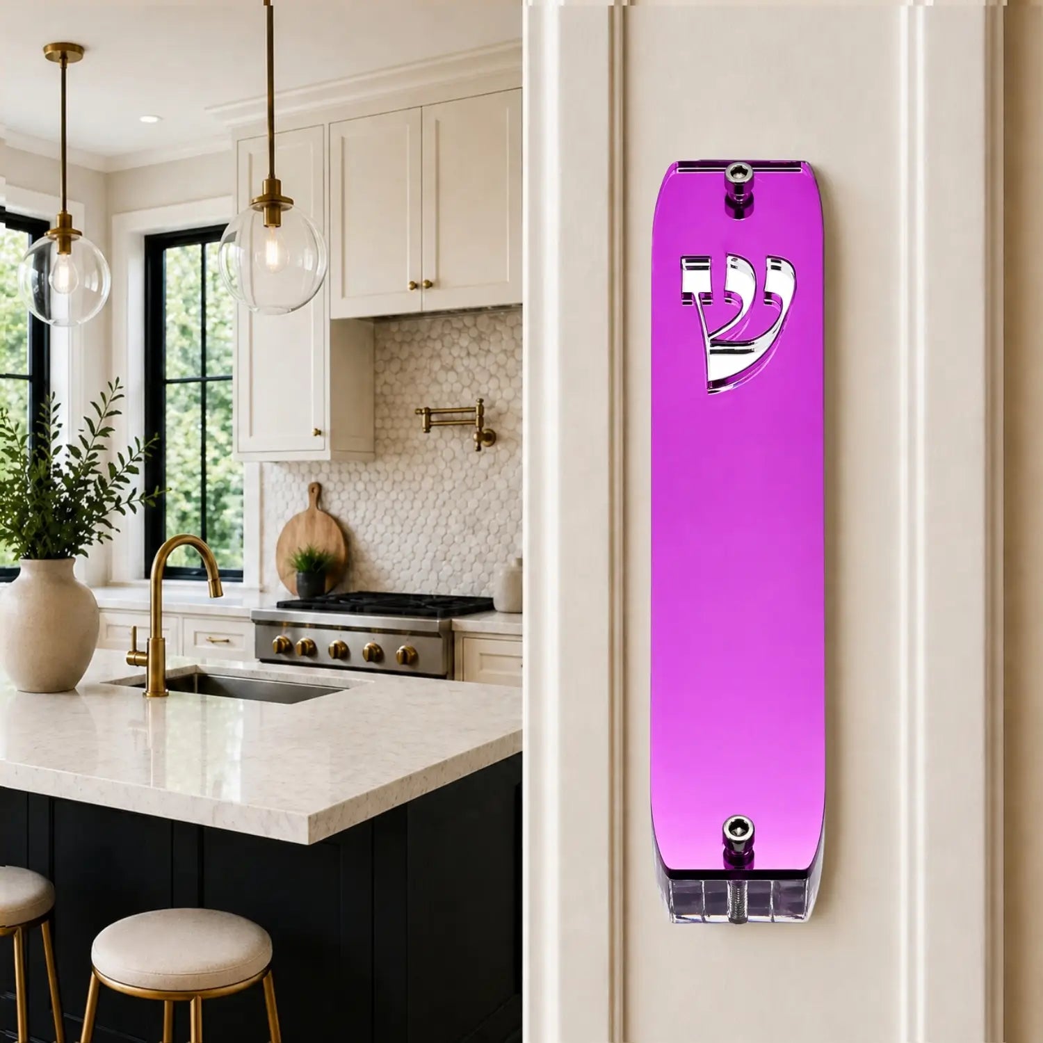 Genesis Classic Mezuzah for Door – Handmade Premium Clear Acrylic Case – Model LSN-10074
