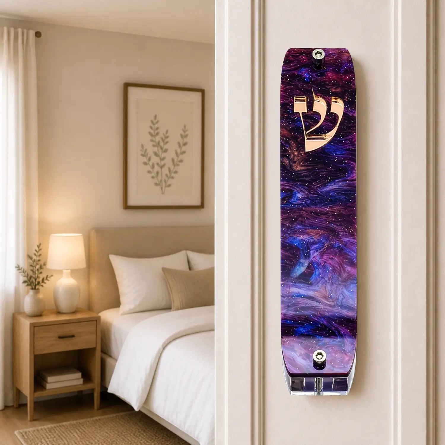 Genesis Classic Mezuzah for Door – Handmade Premium Clear Acrylic Case – Model LSN-10075