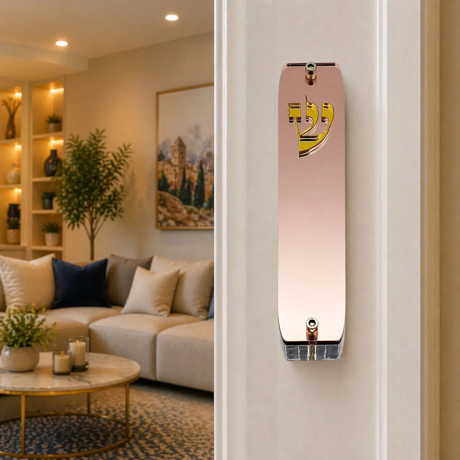 Genesis Classic Mezuzah for Door – Handmade Premium Clear Acrylic Case – Model LSN-10077