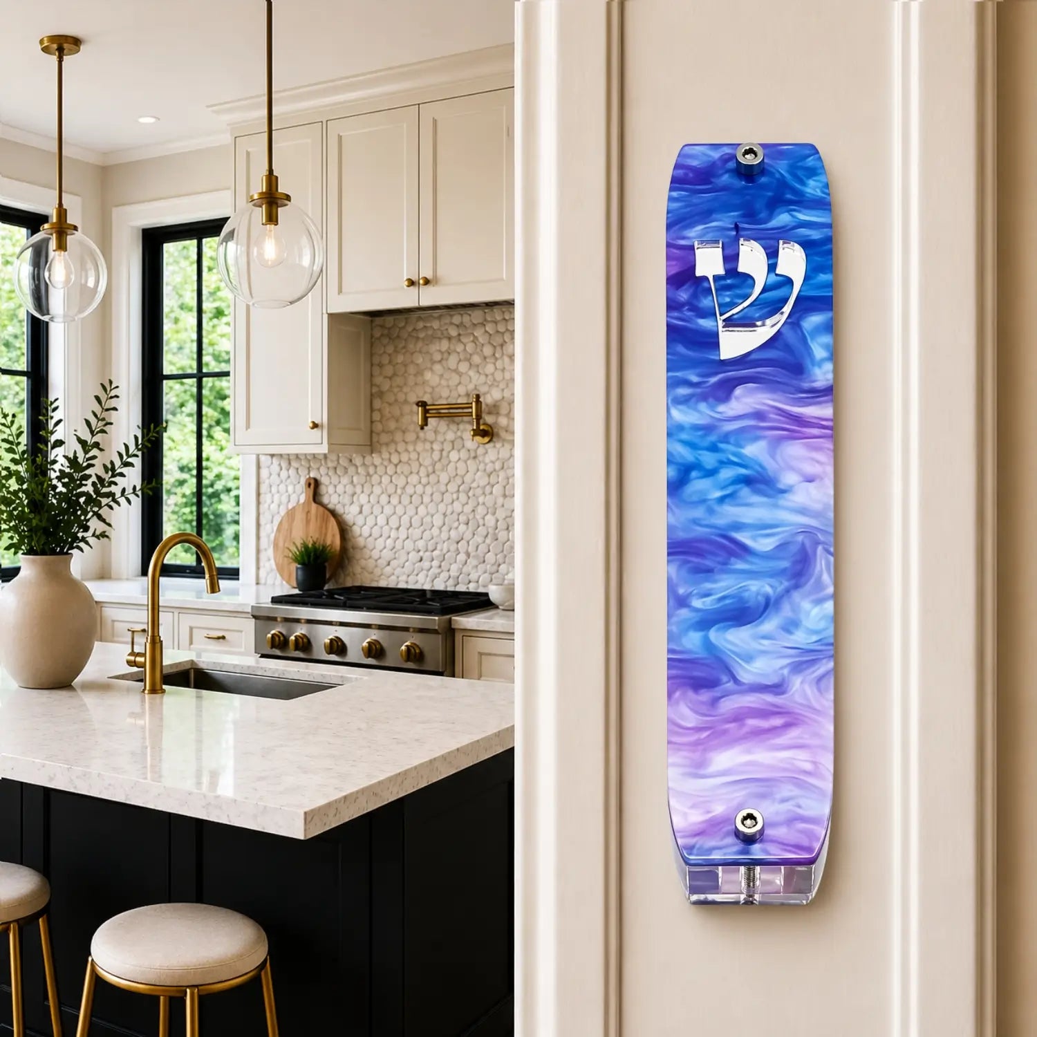 Genesis Classic Mezuzah for Door – Handmade Premium Clear Acrylic Case – Model LSN-10078