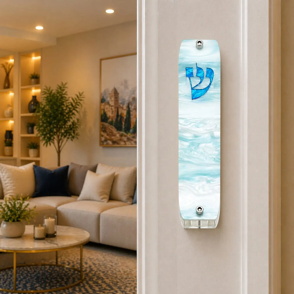 Genesis Classic Mezuzah for Door – Handmade Premium Clear Acrylic Case – Model LSN-10079