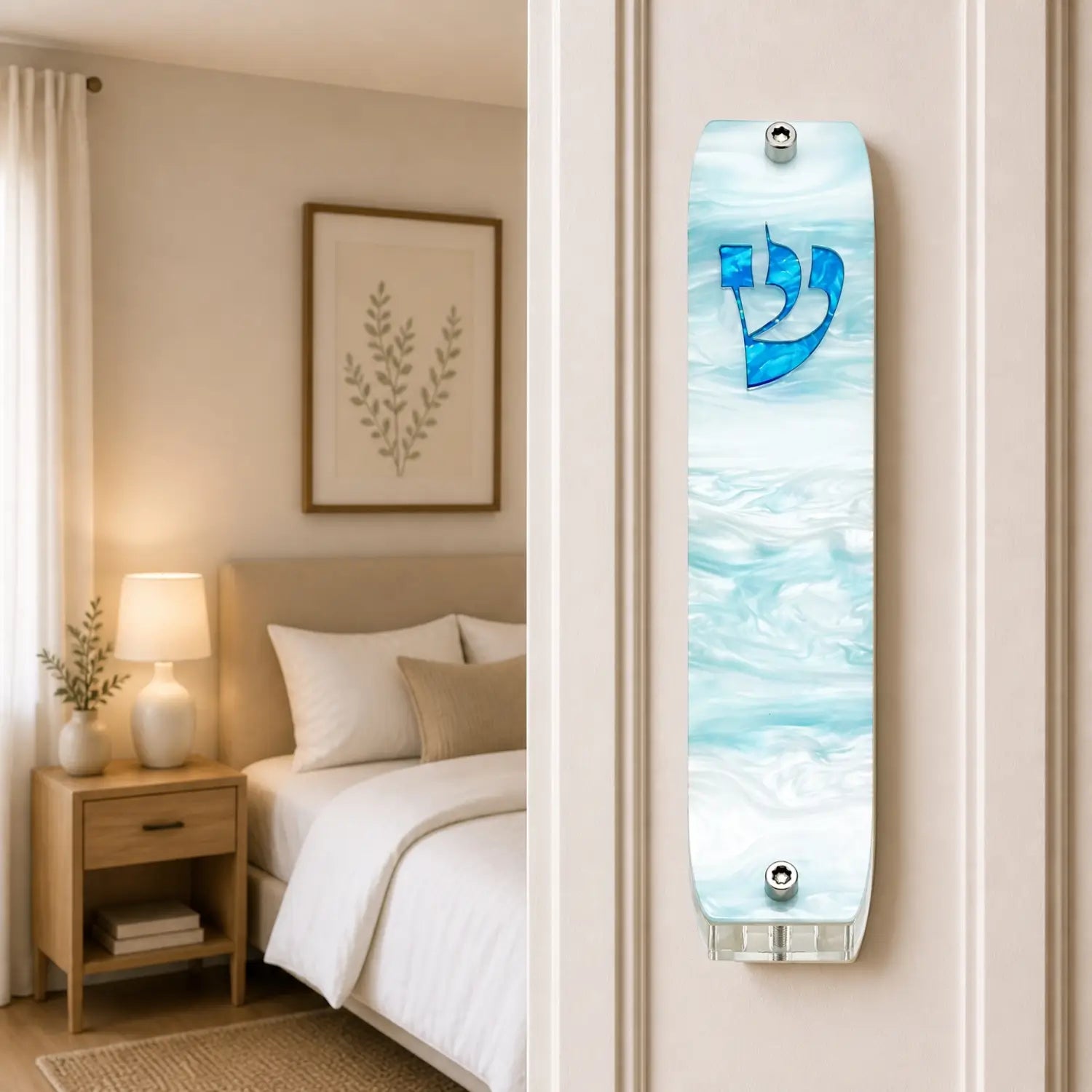 Genesis Classic Mezuzah for Door – Handmade Premium Clear Acrylic Case – Model LSN-10079