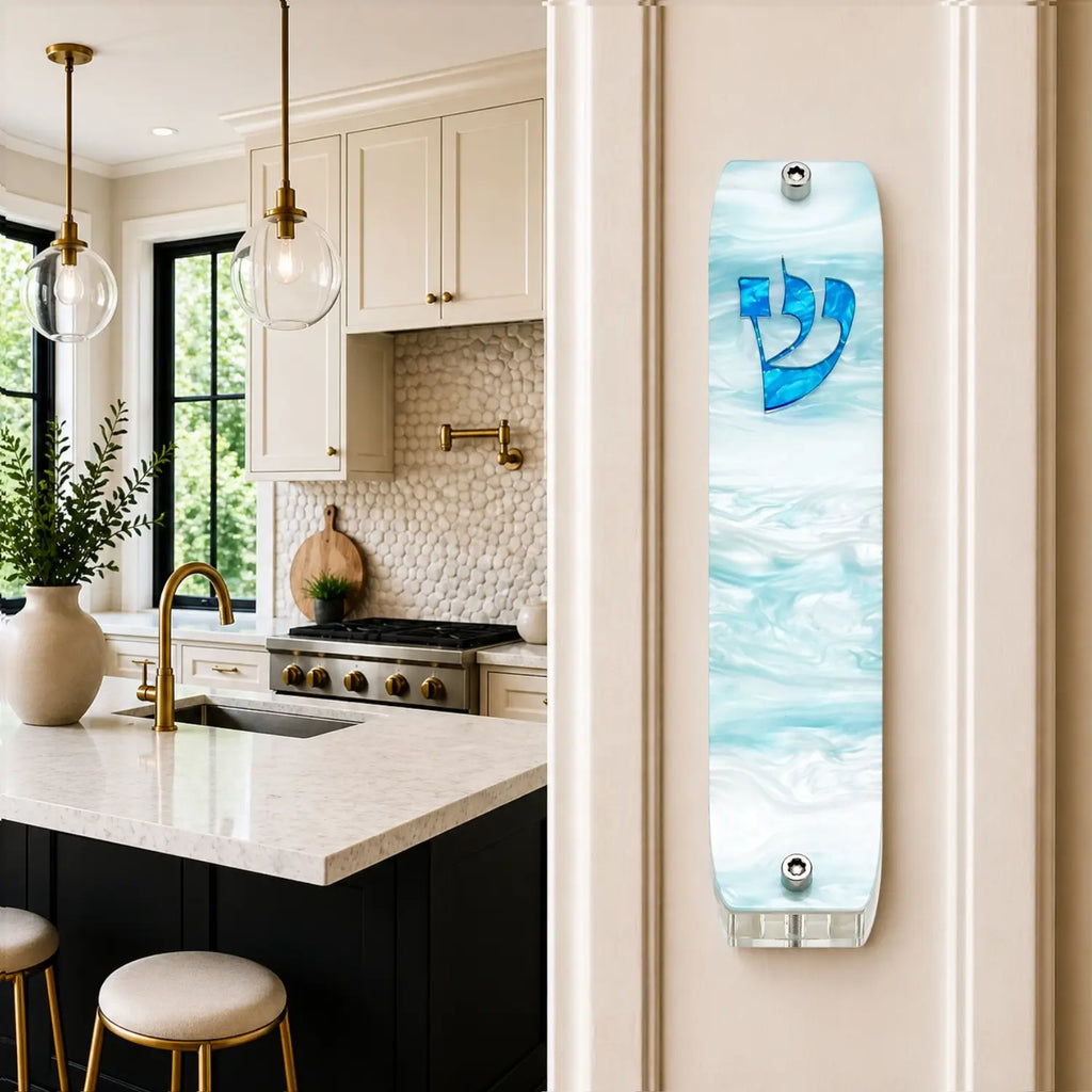 Genesis Classic Mezuzah for Door – Handmade Premium Clear Acrylic Case – Model LSN-10079