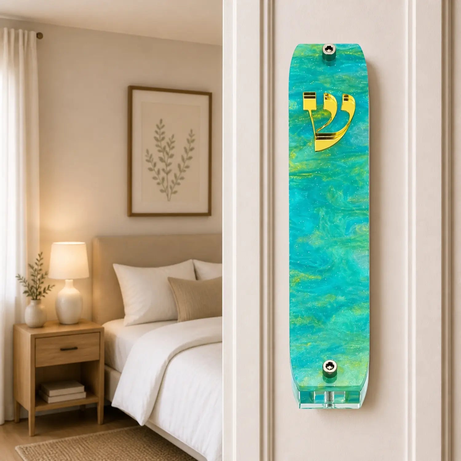 Genesis Classic Mezuzah for Door – Handmade Premium Clear Acrylic Case – Model LSN-10080