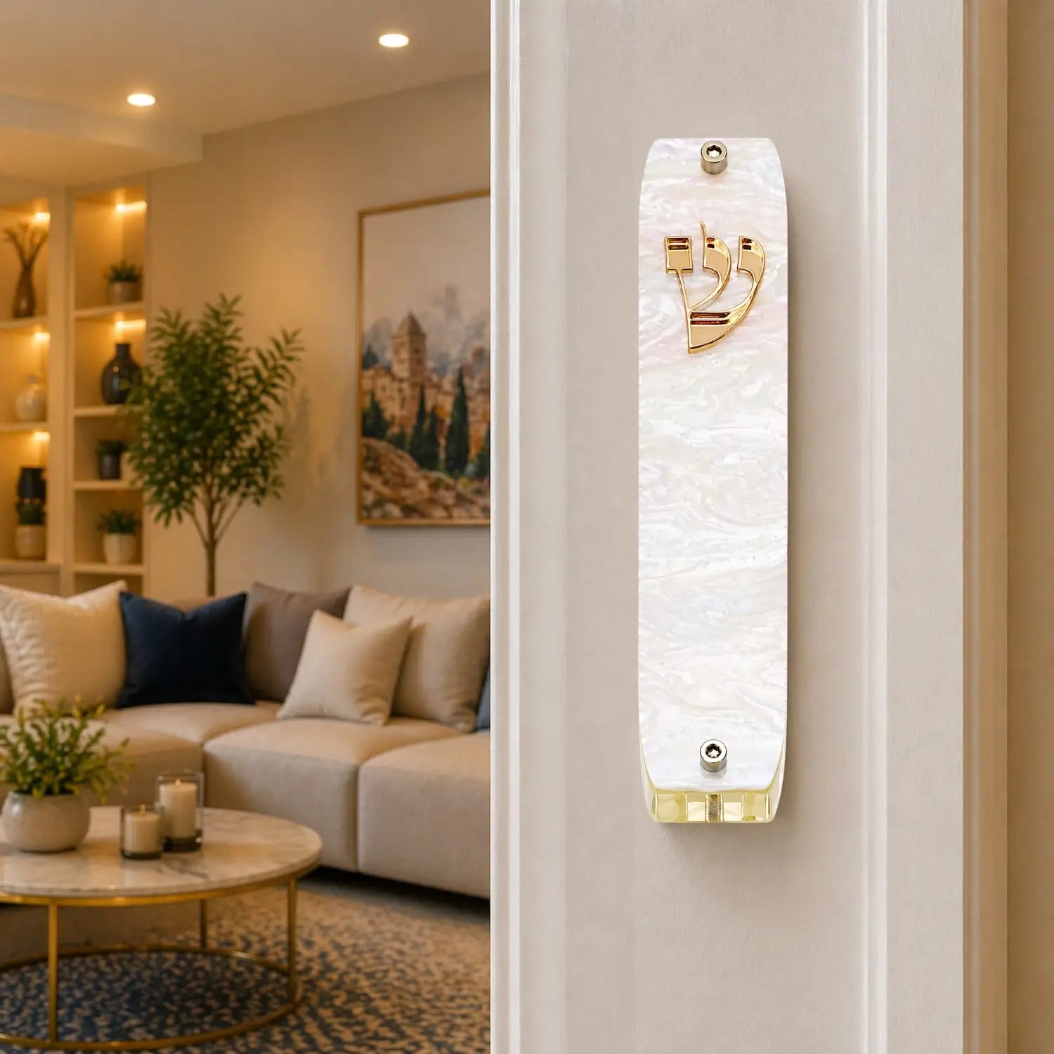 Genesis Classic Mezuzah for Door – Handmade Premium Clear Acrylic Case – Model LSN-10081