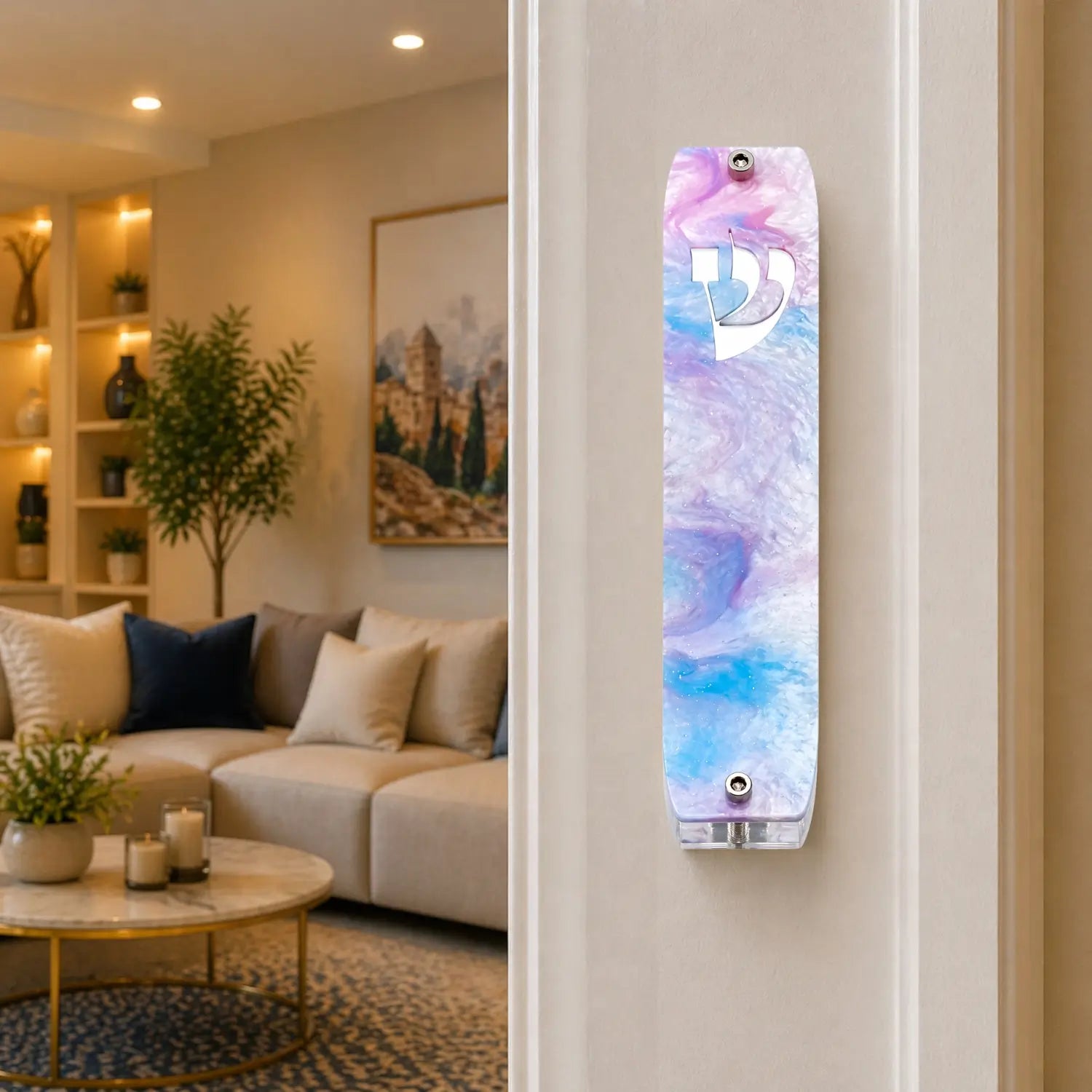 Genesis Classic Mezuzah for Door – Handmade Premium Clear Acrylic Case – Model LSN-10082