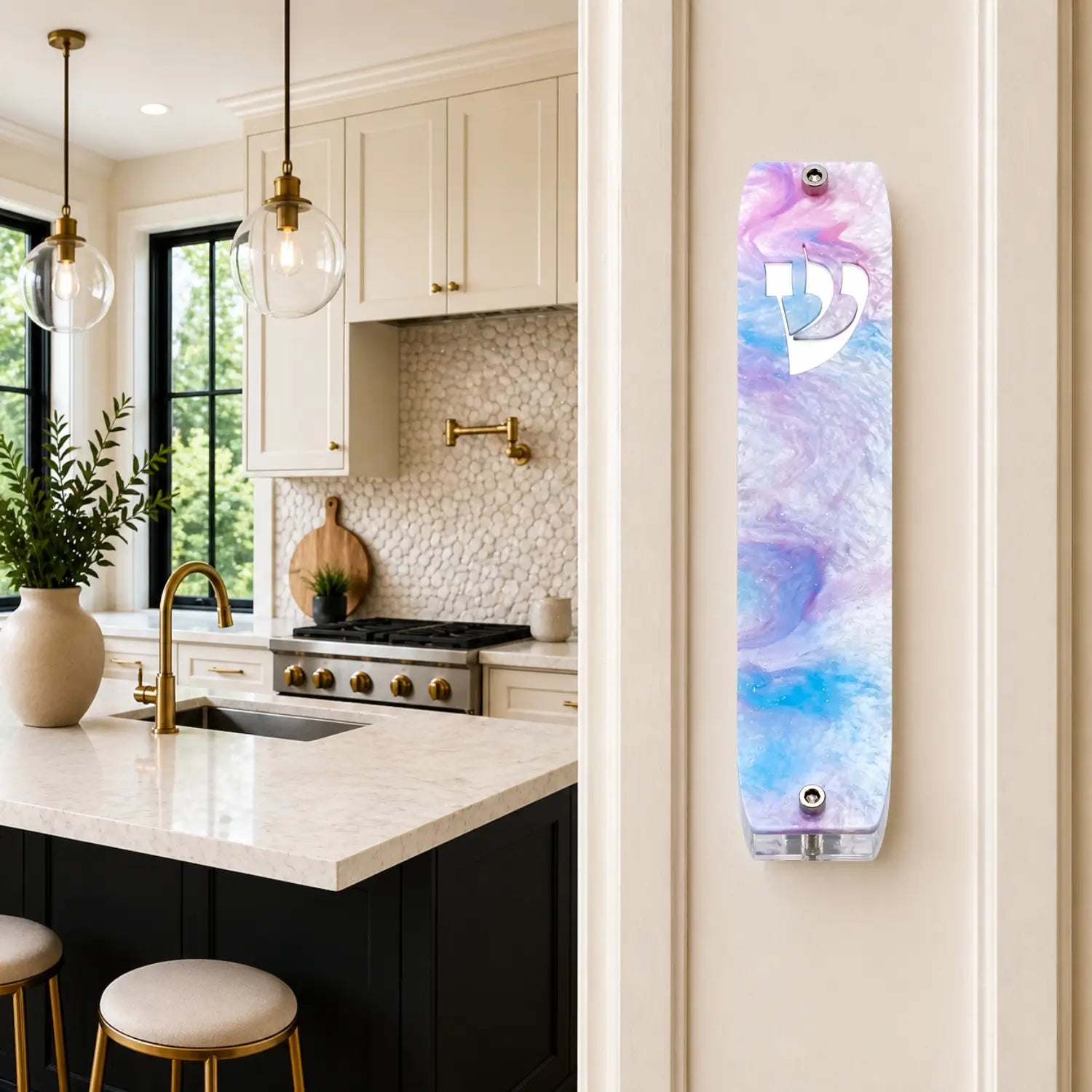 Genesis Classic Mezuzah for Door – Handmade Premium Clear Acrylic Case – Model LSN-10082