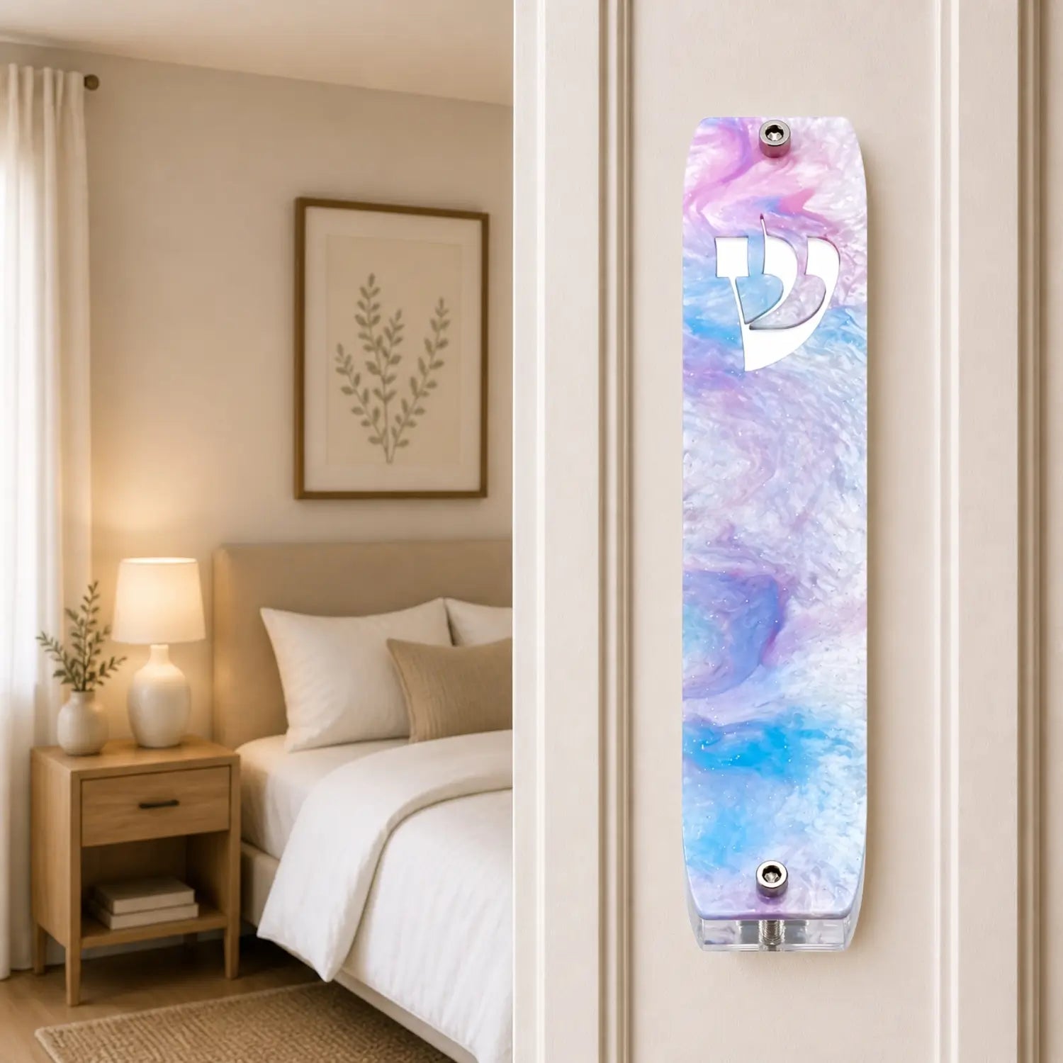 Genesis Classic Mezuzah for Door – Handmade Premium Clear Acrylic Case – Model LSN-10082