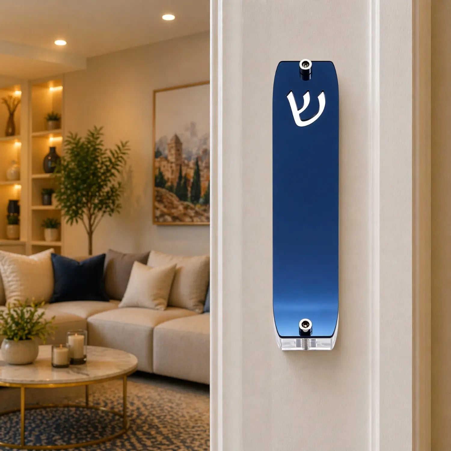 Genesis Small Mezuzah for Door – Handmade Premium Clear Acrylic Case – Model LSN-20002