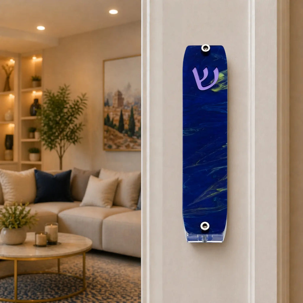 Genesis Small Mezuzah for Door – Handmade Premium Clear Acrylic Case – Model LSN-20003