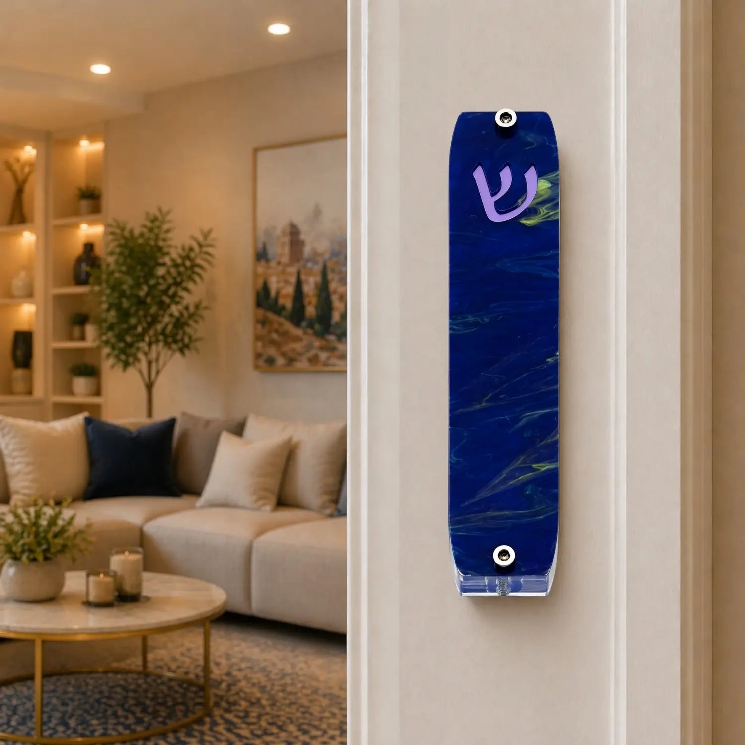 Genesis Small Mezuzah for Door – Handmade Premium Clear Acrylic Case – Model LSN-20003