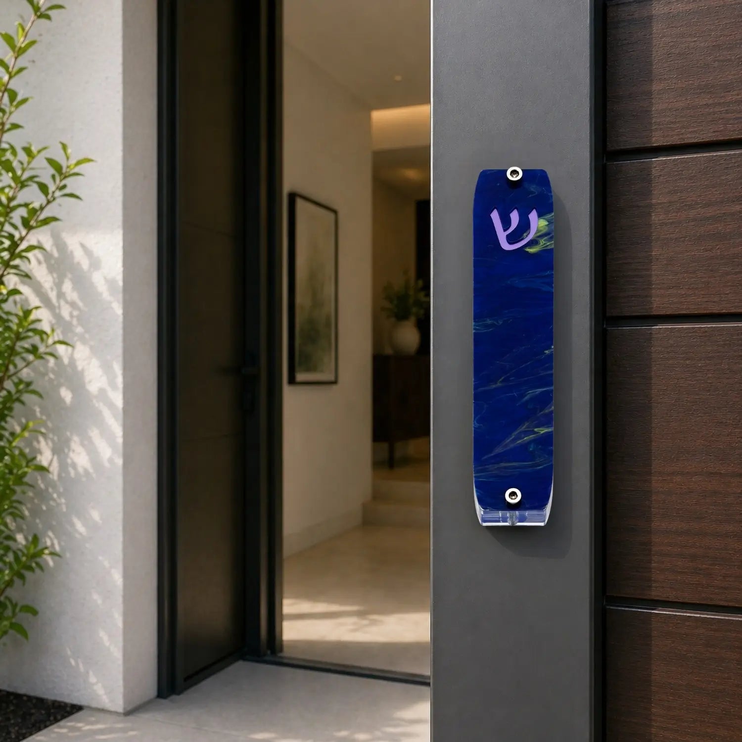 Genesis Small Mezuzah for Door – Handmade Premium Clear Acrylic Case – Model LSN-20003