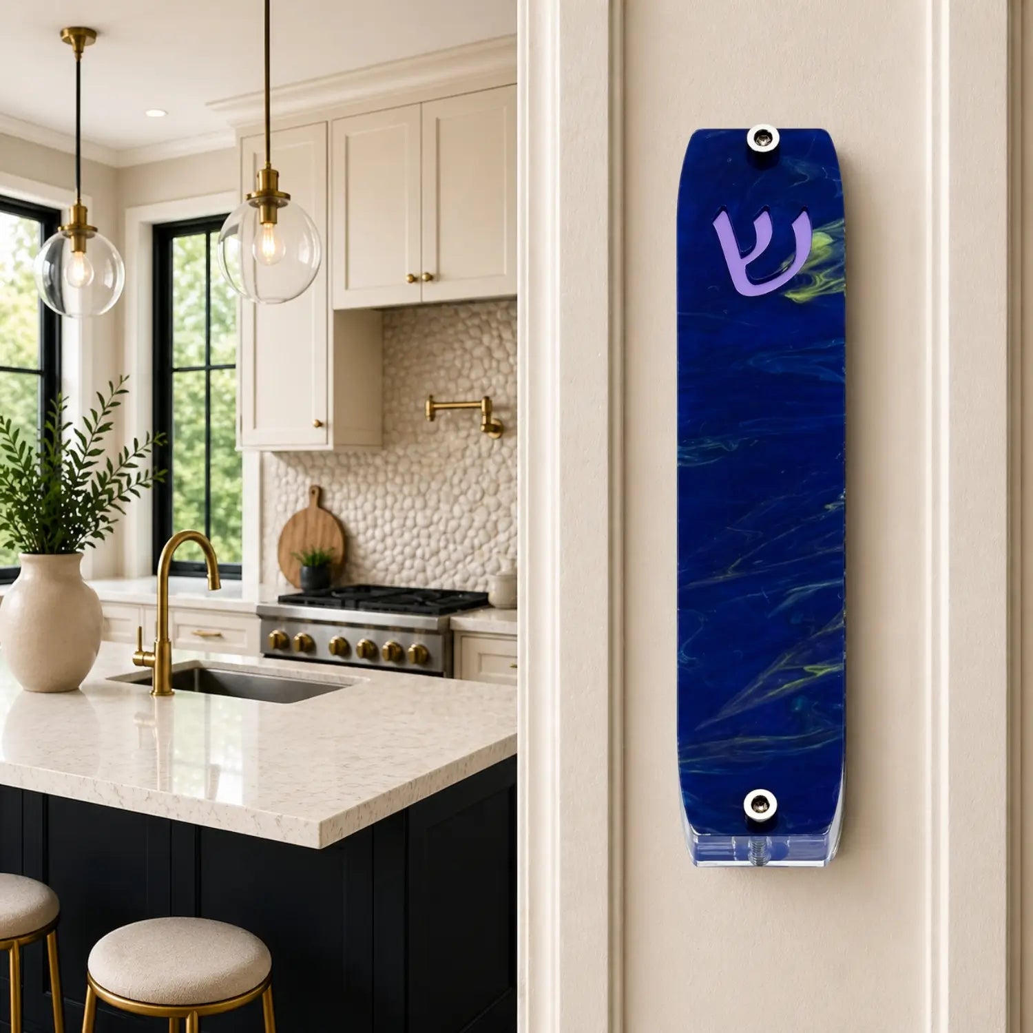 Genesis Small Mezuzah for Door – Handmade Premium Clear Acrylic Case – Model LSN-20003
