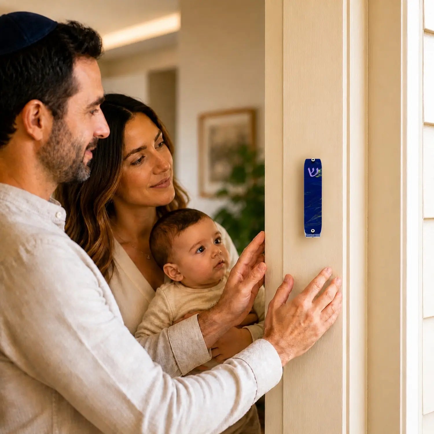 Genesis Small Mezuzah for Door – Handmade Premium Clear Acrylic Case – Model LSN-20003