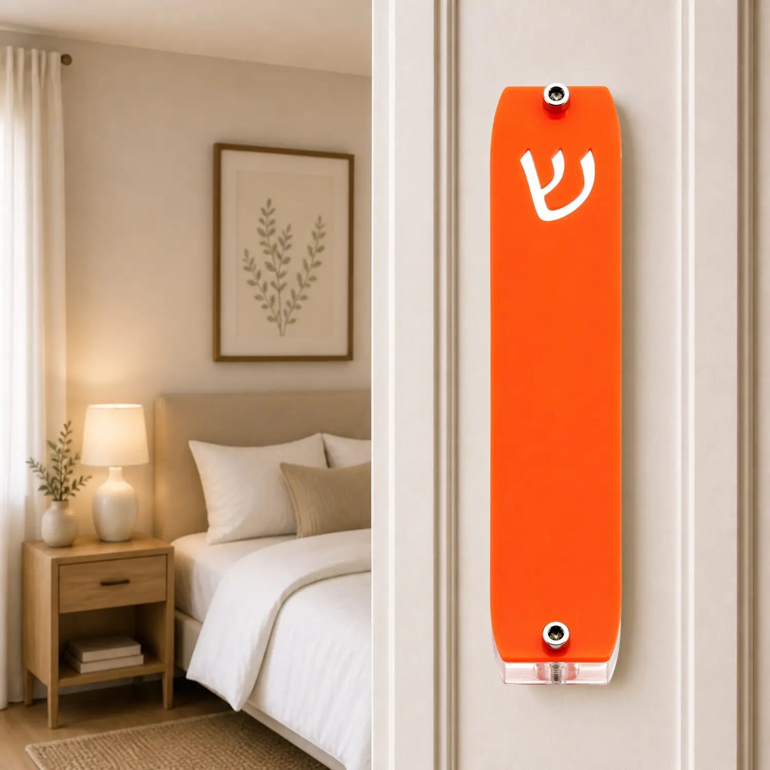Genesis Small Mezuzah for Door – Handmade Premium Clear Acrylic Case – Model LSN-20004