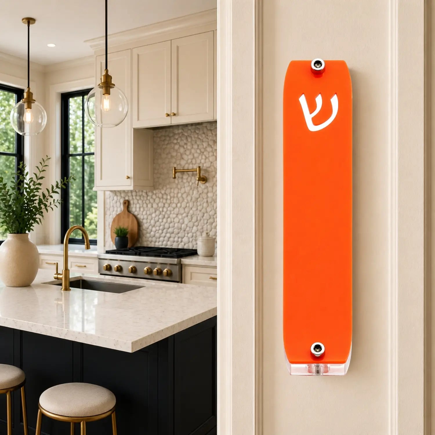 Genesis Small Mezuzah for Door – Handmade Premium Clear Acrylic Case – Model LSN-20004