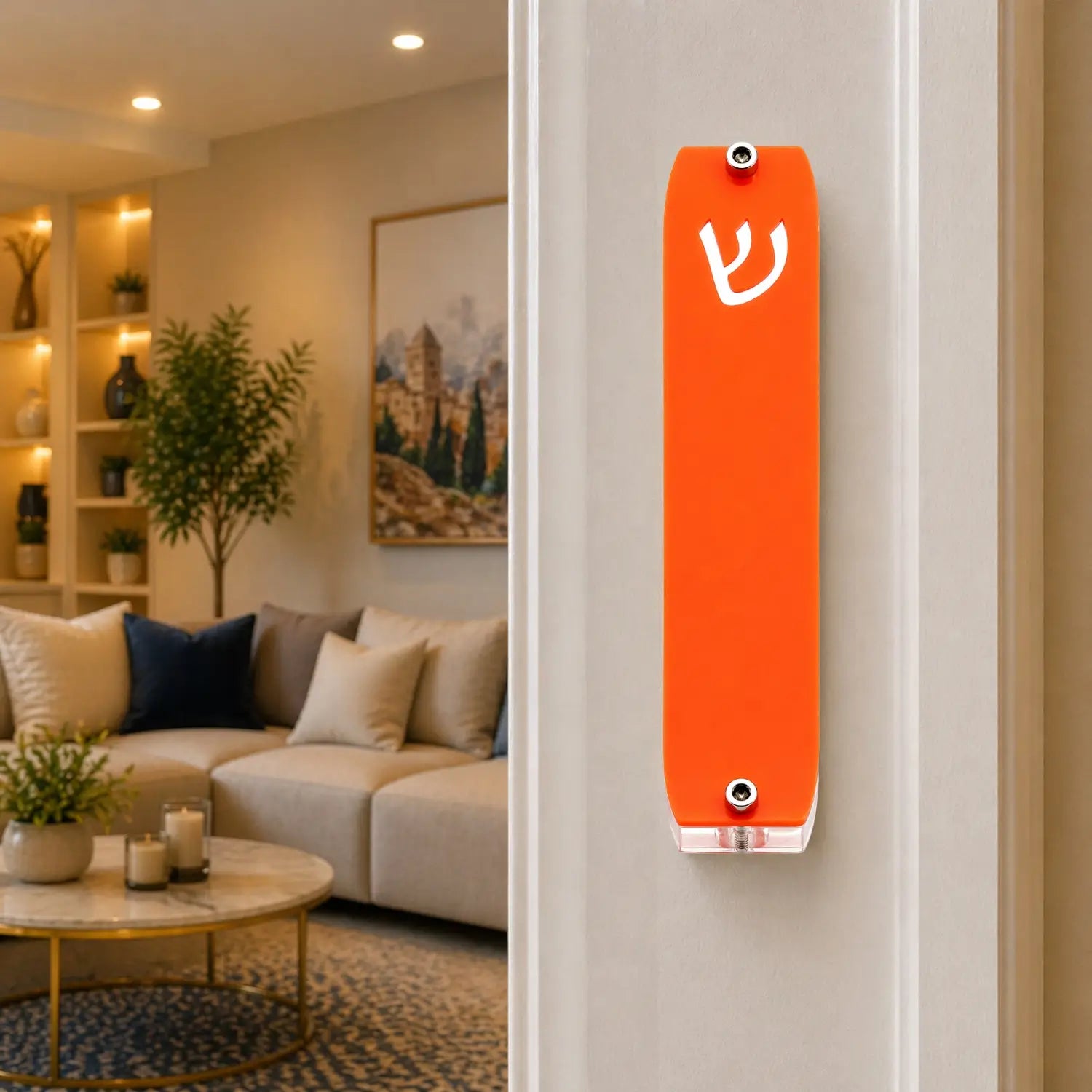 Genesis Small Mezuzah for Door – Handmade Premium Clear Acrylic Case – Model LSN-20004