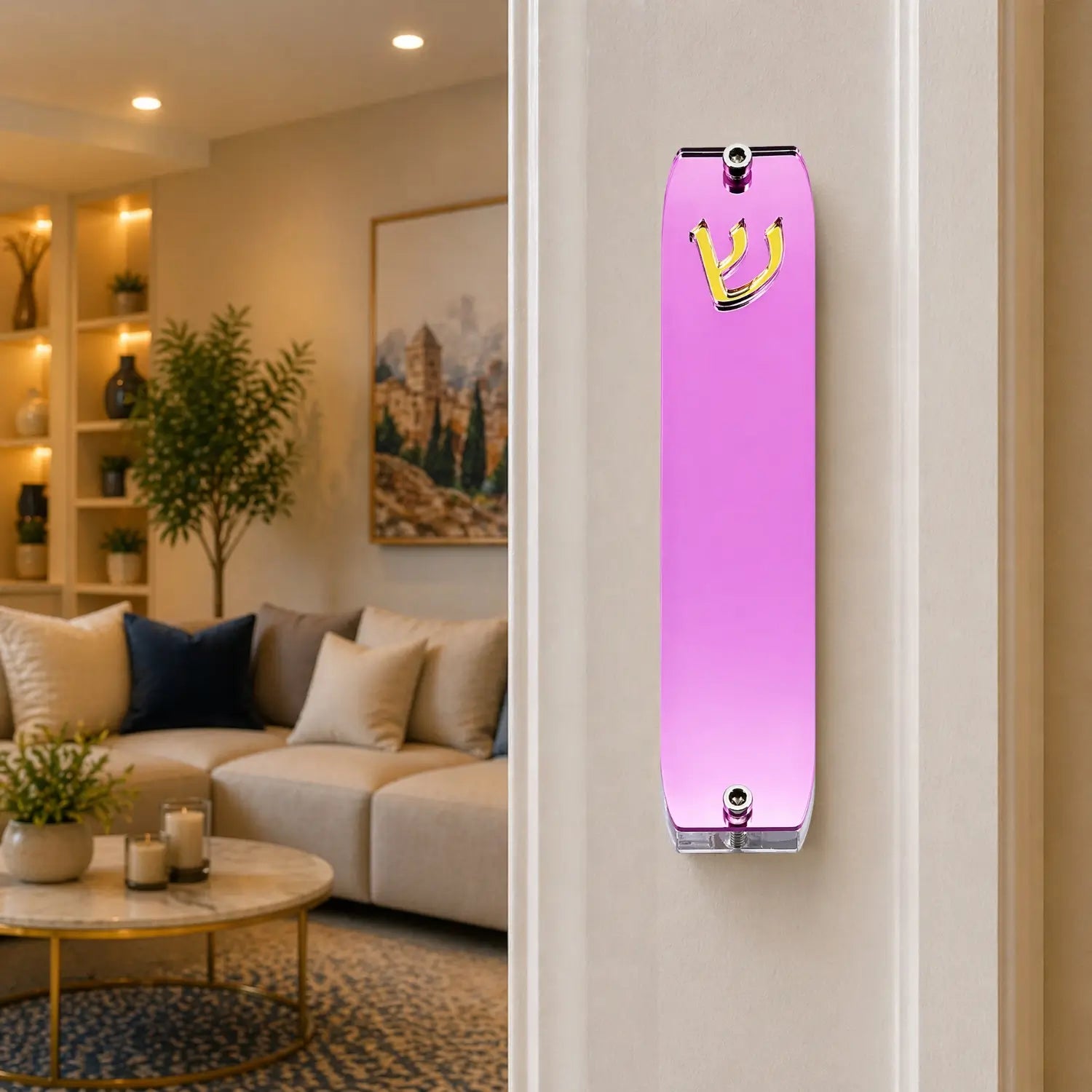 Genesis Small Mezuzah for Door – Handmade Premium Clear Acrylic Case – Model LSN-20006