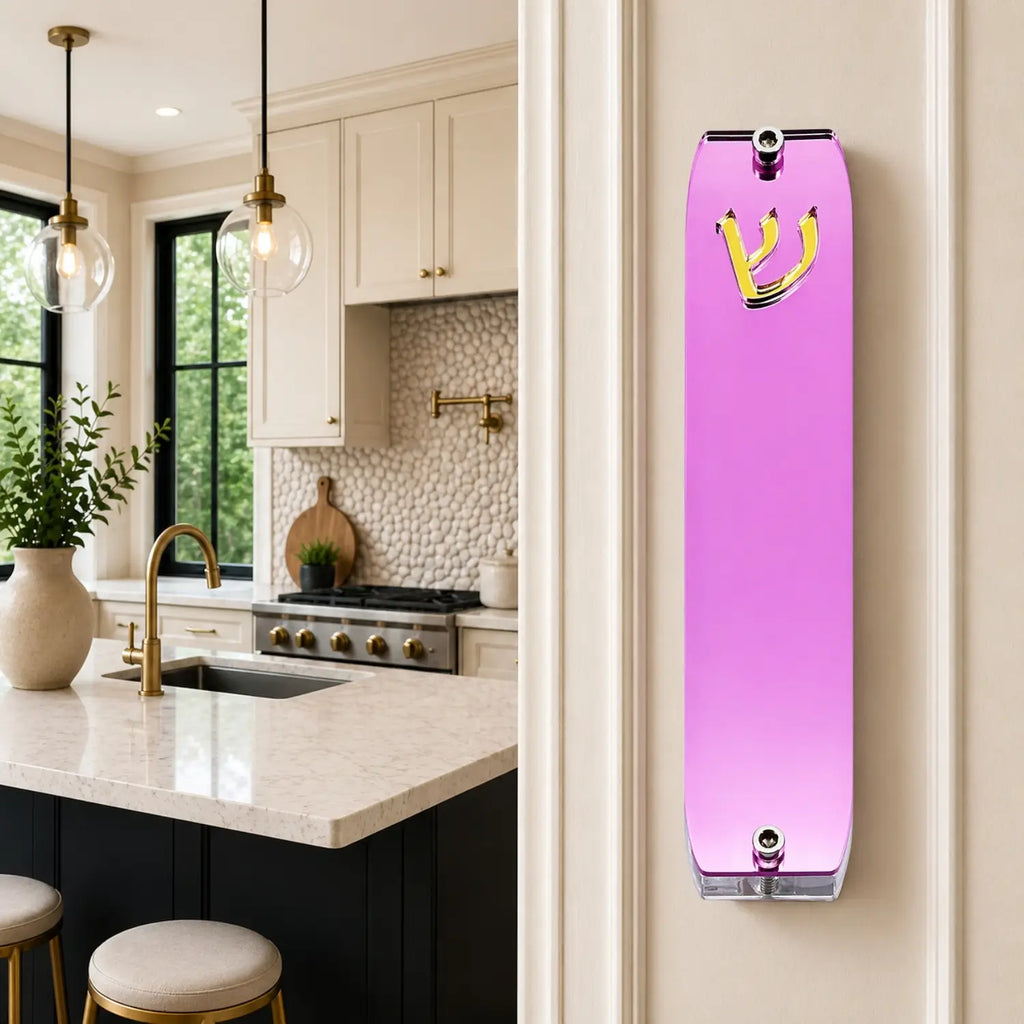 Genesis Small Mezuzah for Door – Handmade Premium Clear Acrylic Case – Model LSN-20006