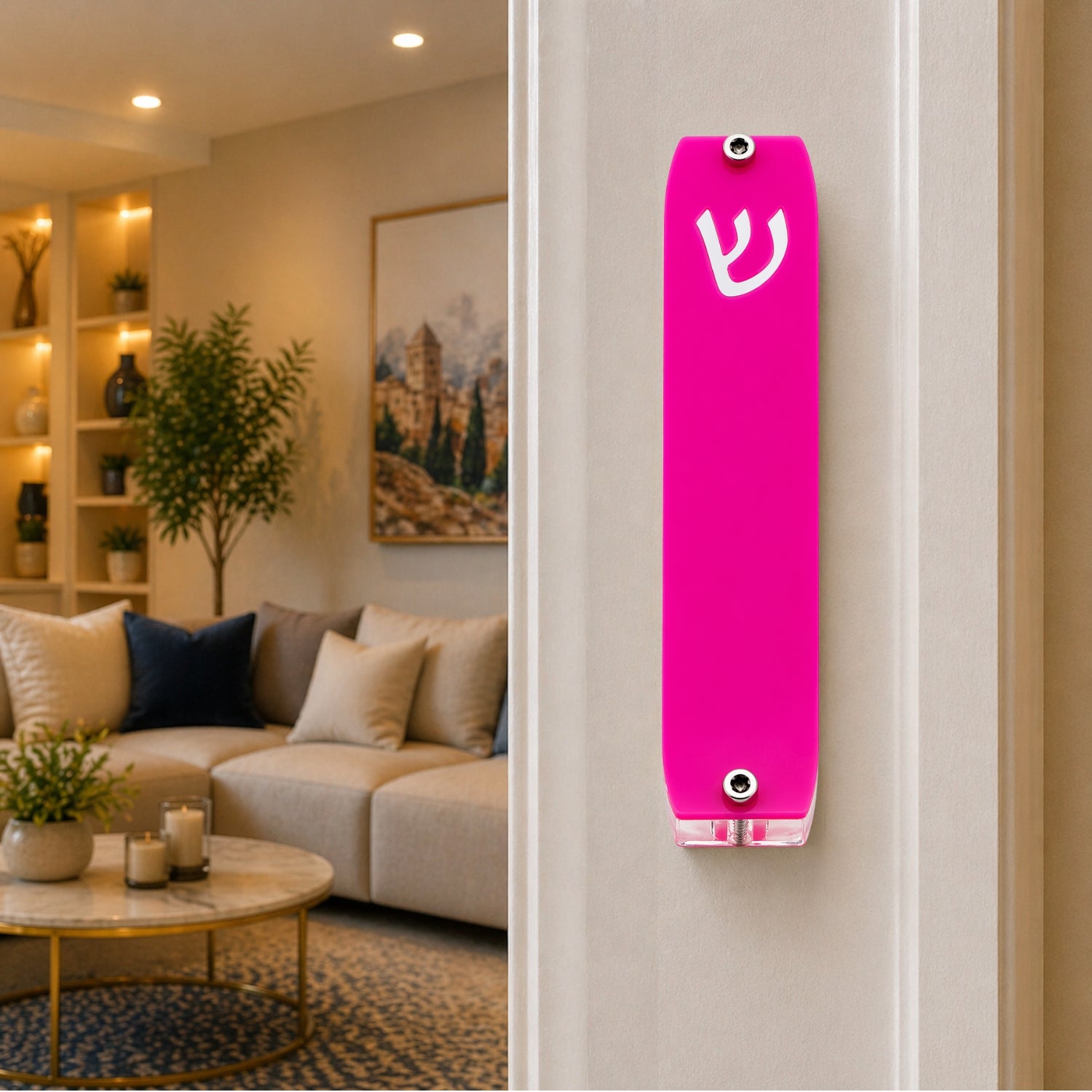 Genesis Small Mezuzah for Door – Handmade Premium Clear Acrylic Case – Model LSN-20008