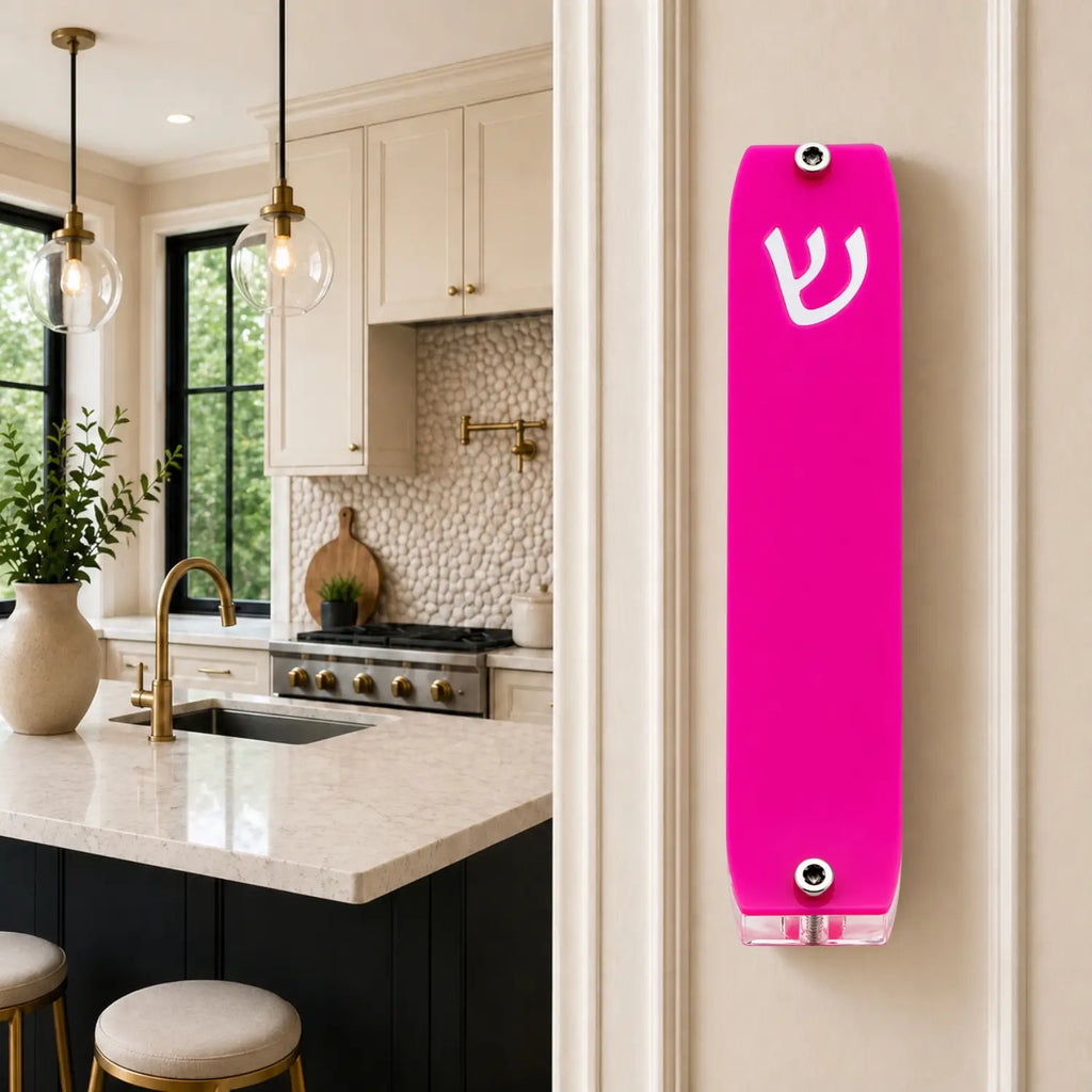 Genesis Small Mezuzah for Door – Handmade Premium Clear Acrylic Case – Model LSN-20008