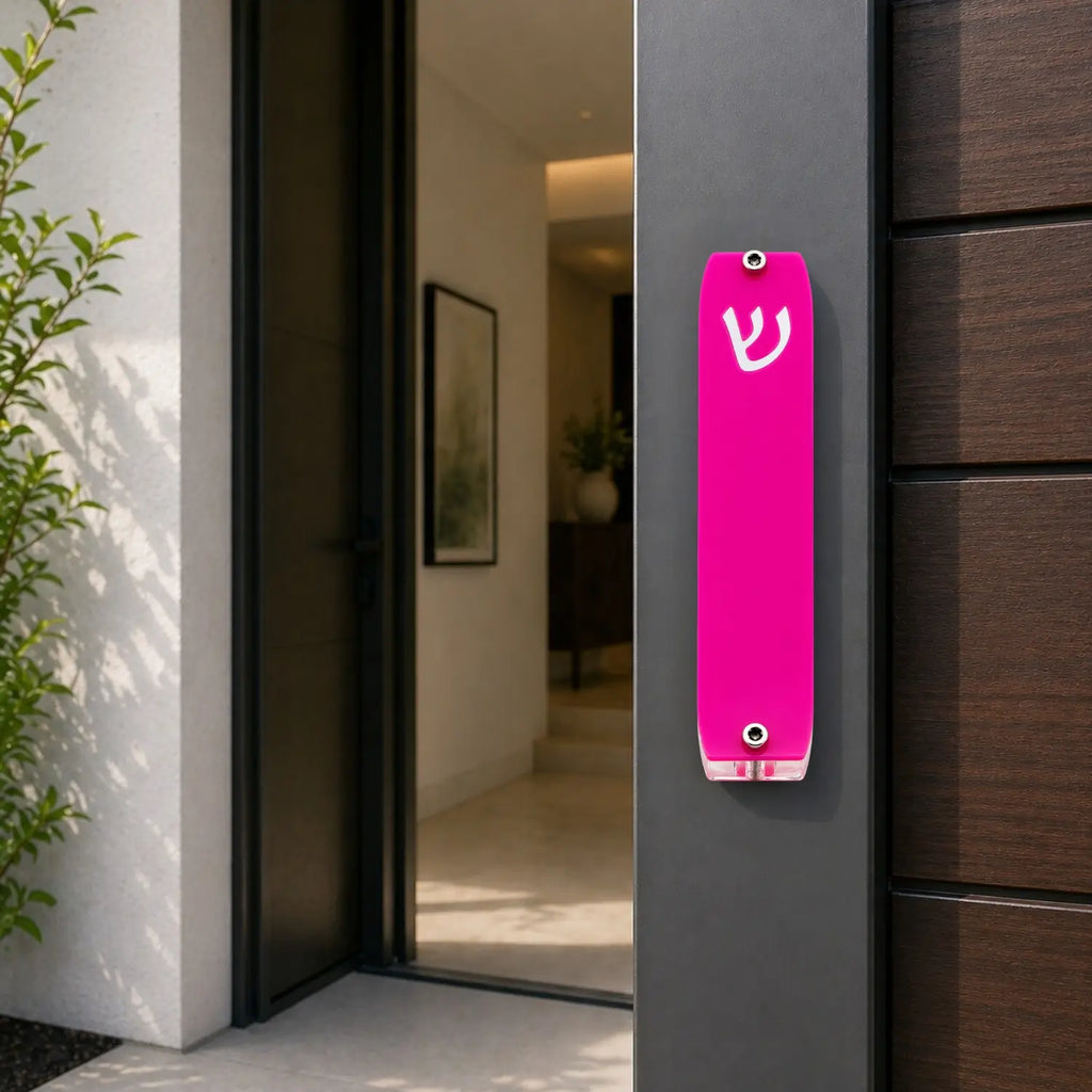Genesis Small Mezuzah for Door – Handmade Premium Clear Acrylic Case – Model LSN-20008