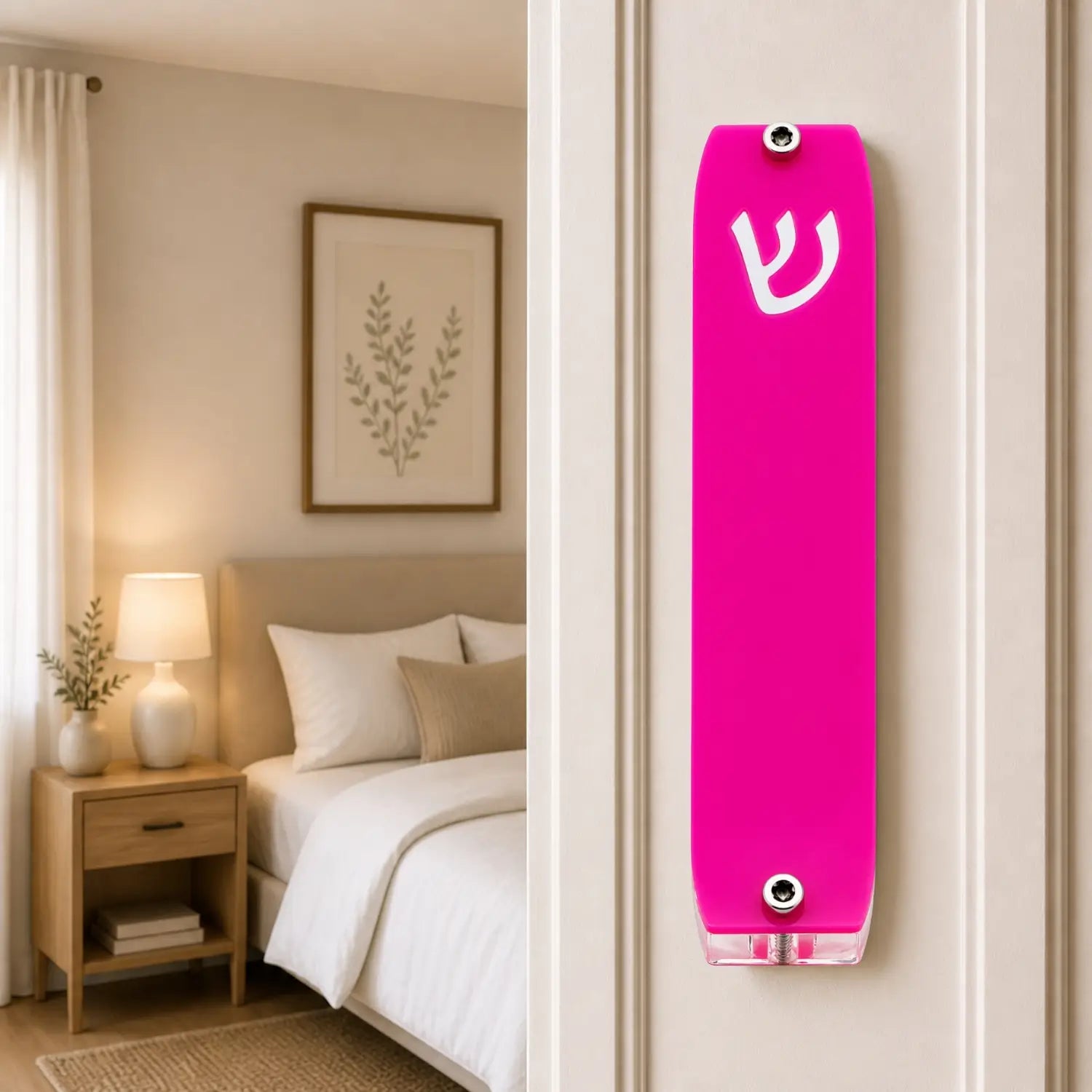 Genesis Small Mezuzah for Door – Handmade Premium Clear Acrylic Case – Model LSN-20008