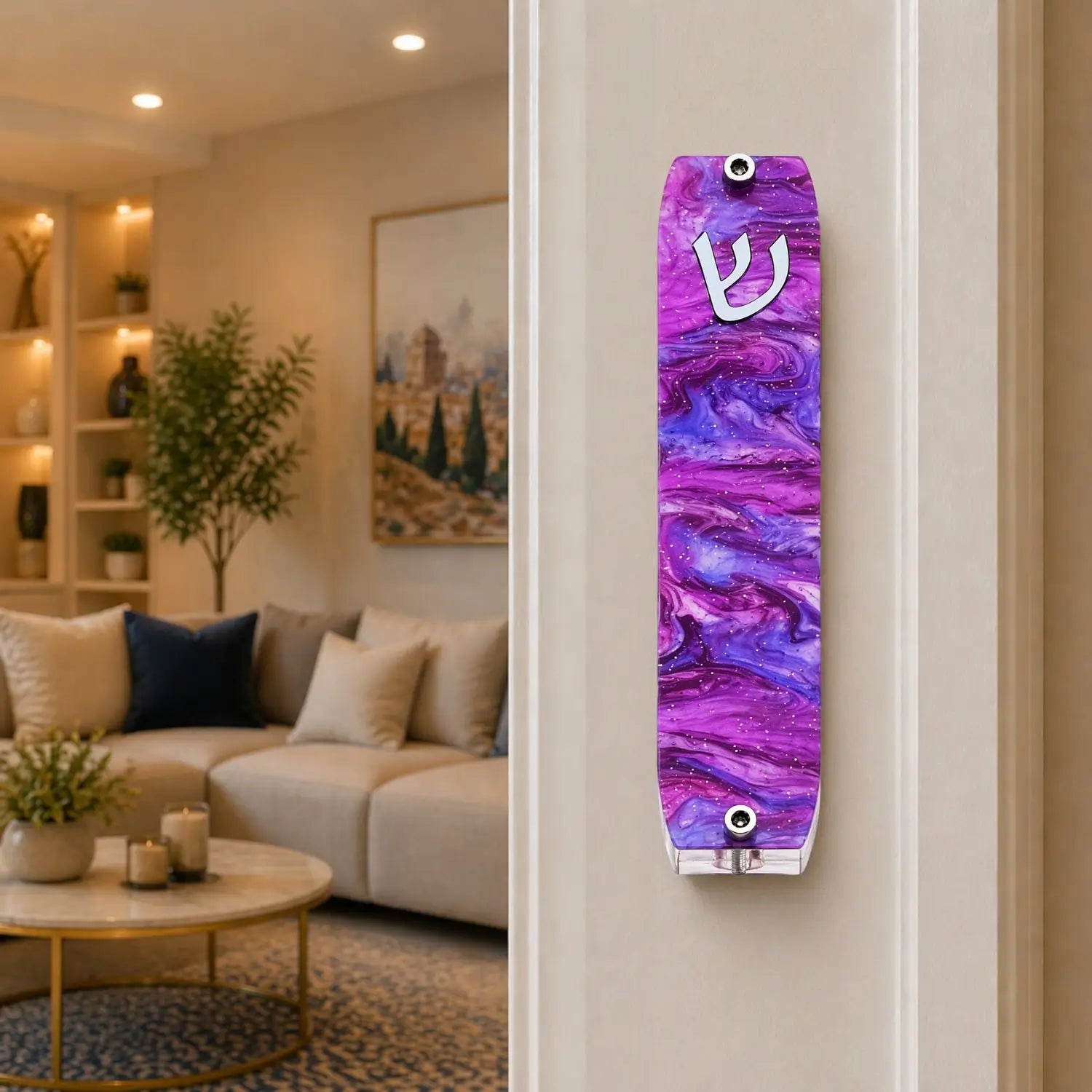 Genesis Small Mezuzah for Door – Handmade Premium Clear Acrylic Case – Model LSN-20009