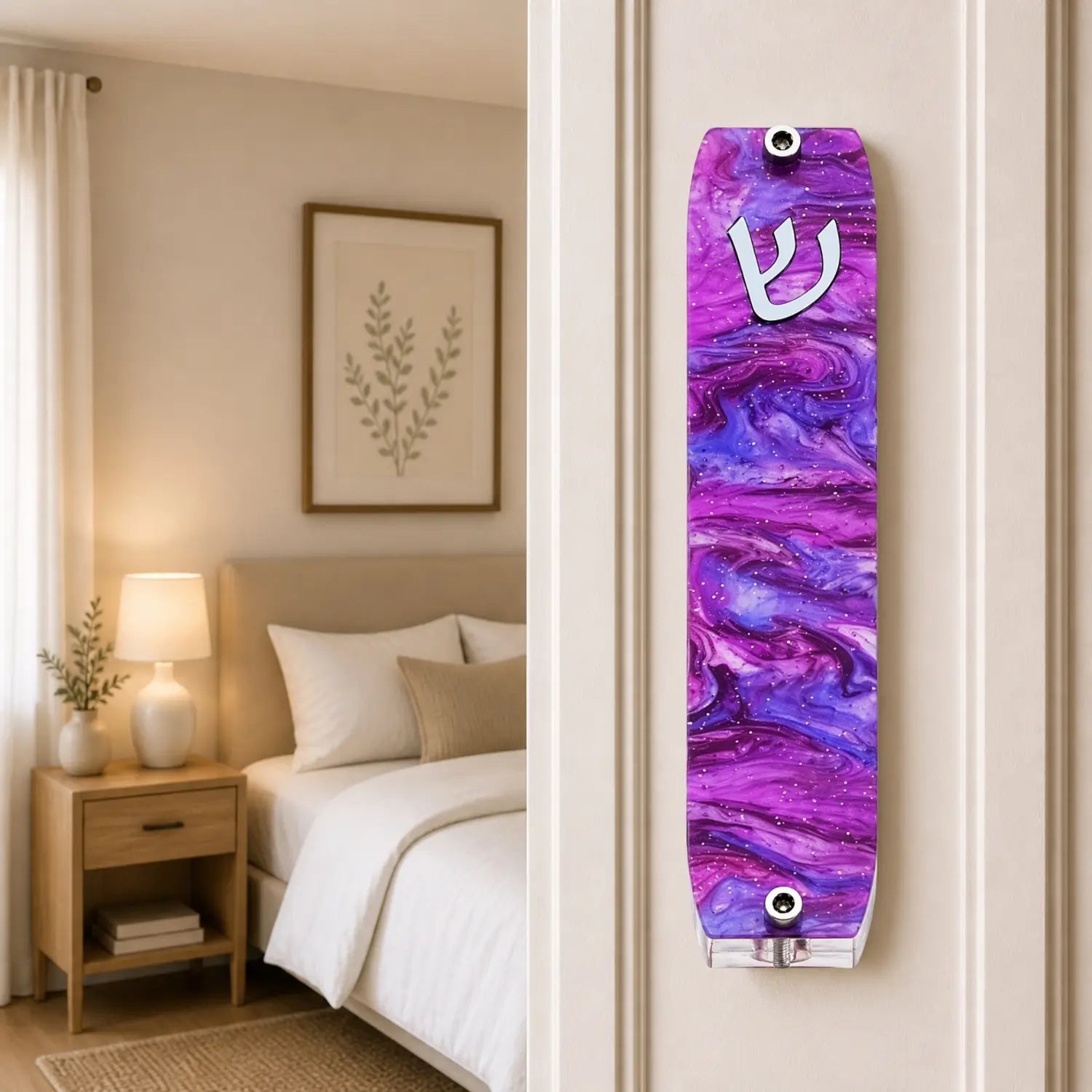 Genesis Small Mezuzah for Door – Handmade Premium Clear Acrylic Case – Model LSN-20009