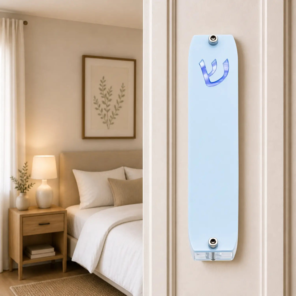 Genesis Small Mezuzah for Door – Handmade Premium Clear Acrylic Case – Model LSN-20010