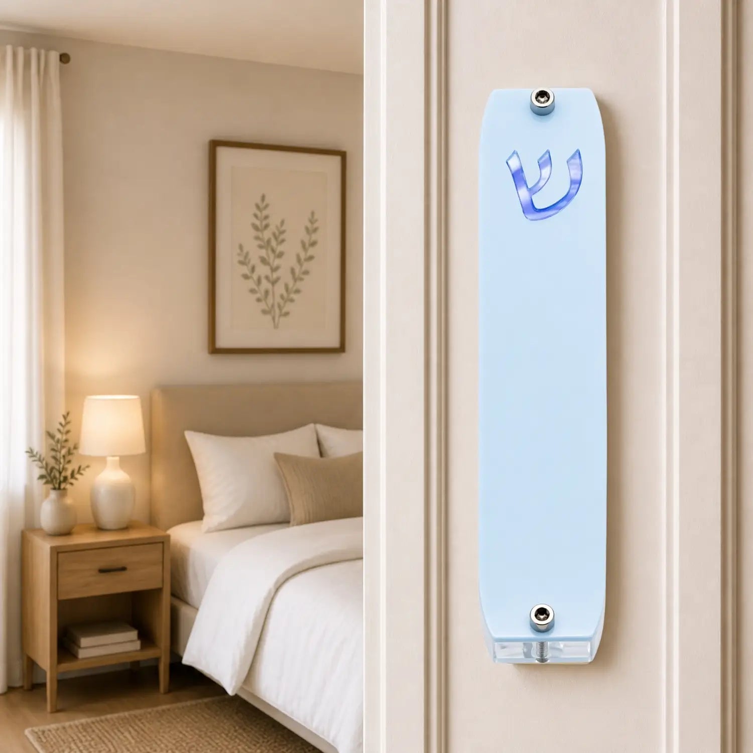 Genesis Small Mezuzah for Door – Handmade Premium Clear Acrylic Case – Model LSN-20010
