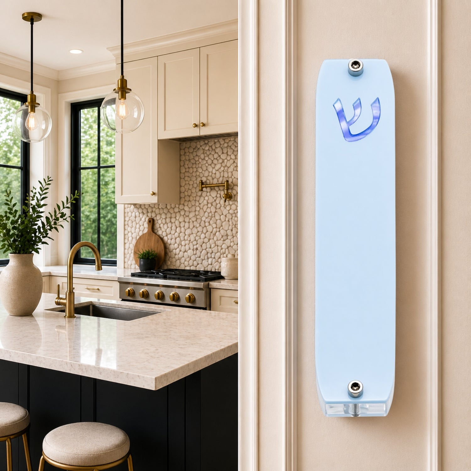 Genesis Small Mezuzah for Door – Handmade Premium Clear Acrylic Case – Model LSN-20010