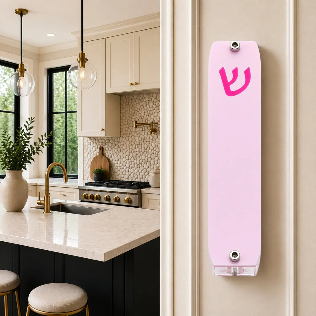 Genesis Small Mezuzah for Door – Handmade Premium Clear Acrylic Case – Model LSN-20016