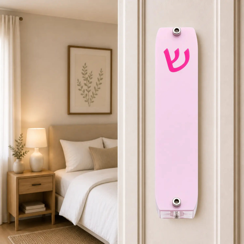 Genesis Small Mezuzah for Door – Handmade Premium Clear Acrylic Case – Model LSN-20016