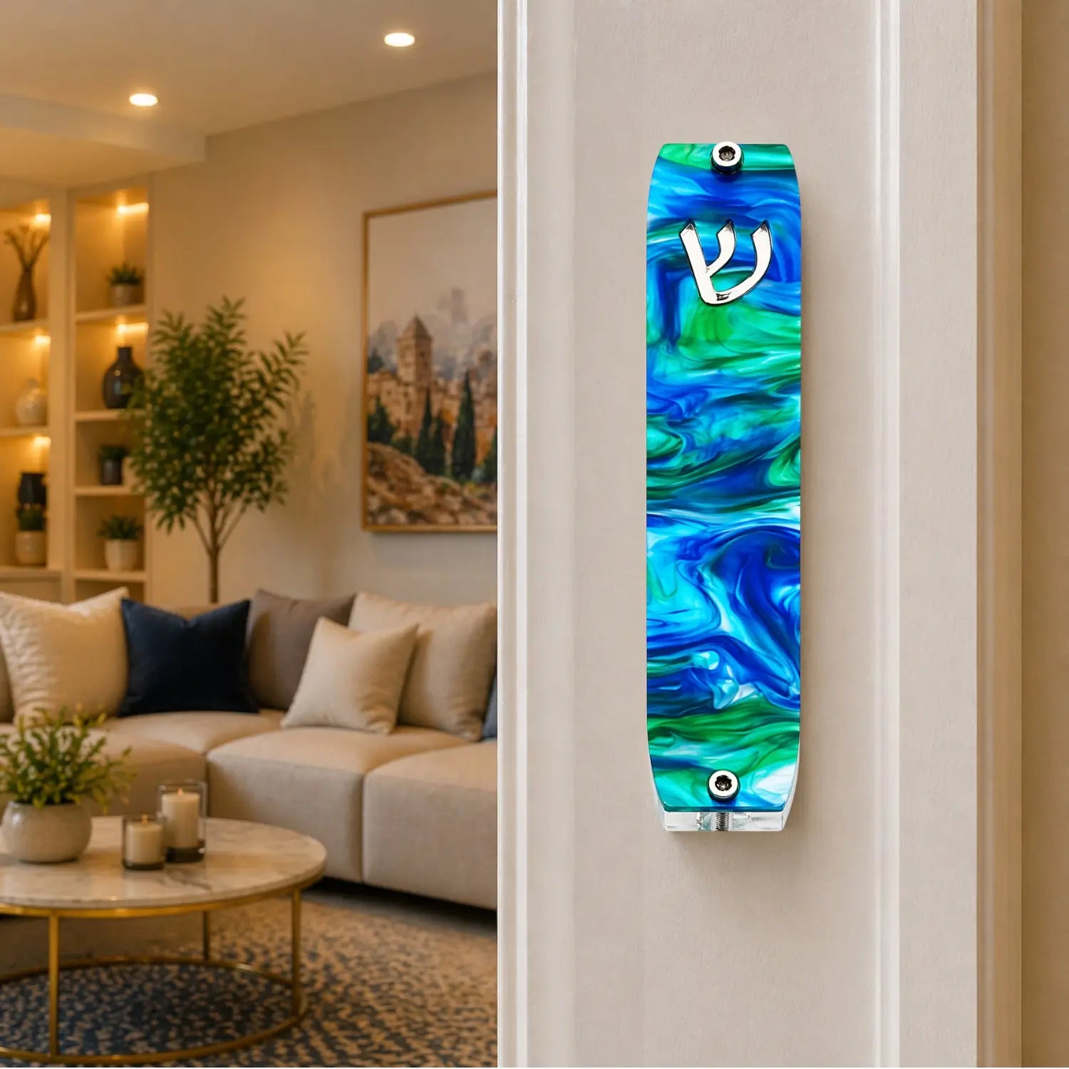 Genesis Small Mezuzah for Door – Handmade Premium Clear Acrylic Case – Model LSN-20019