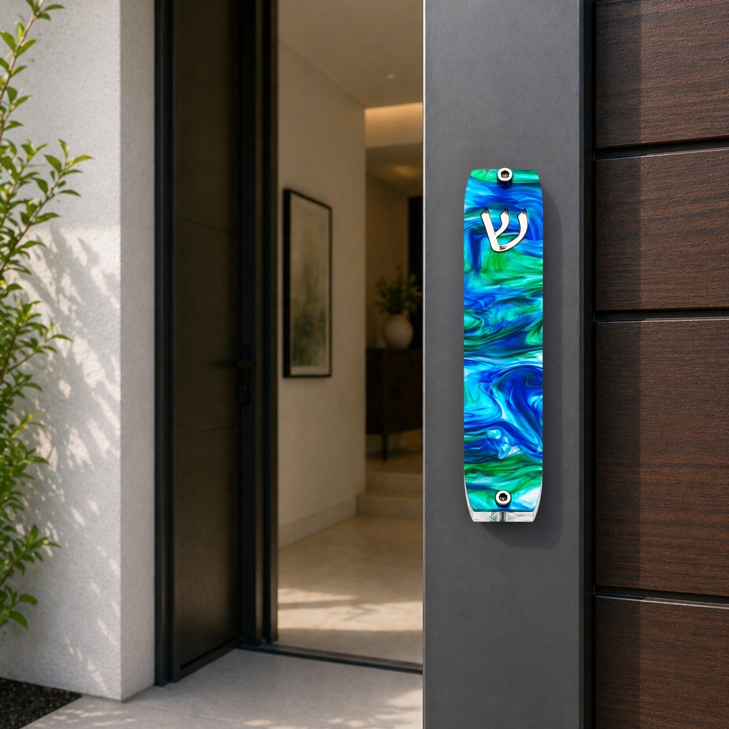 Genesis Small Mezuzah for Door – Handmade Premium Clear Acrylic Case – Model LSN-20019