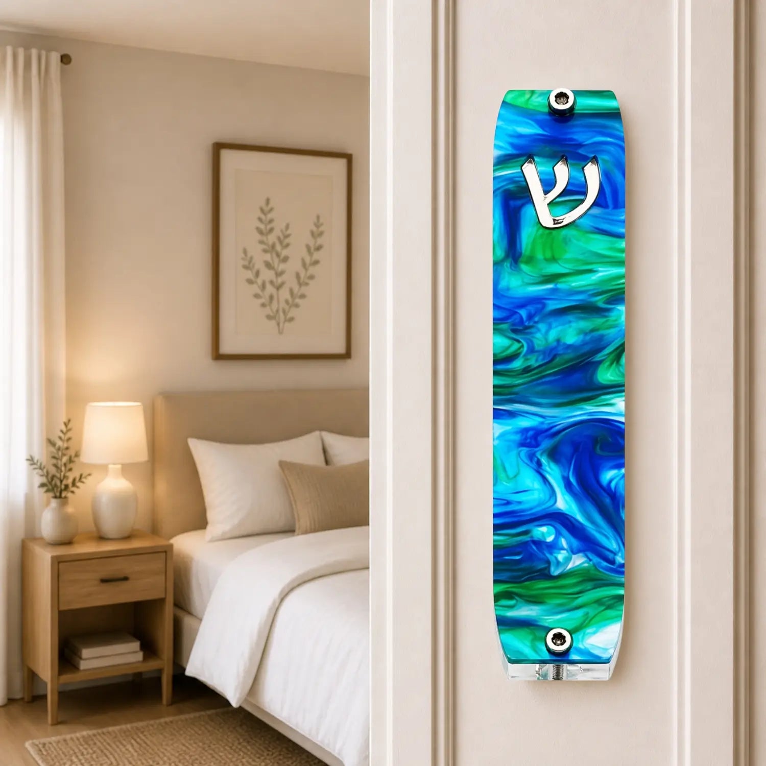 Genesis Small Mezuzah for Door – Handmade Premium Clear Acrylic Case – Model LSN-20019
