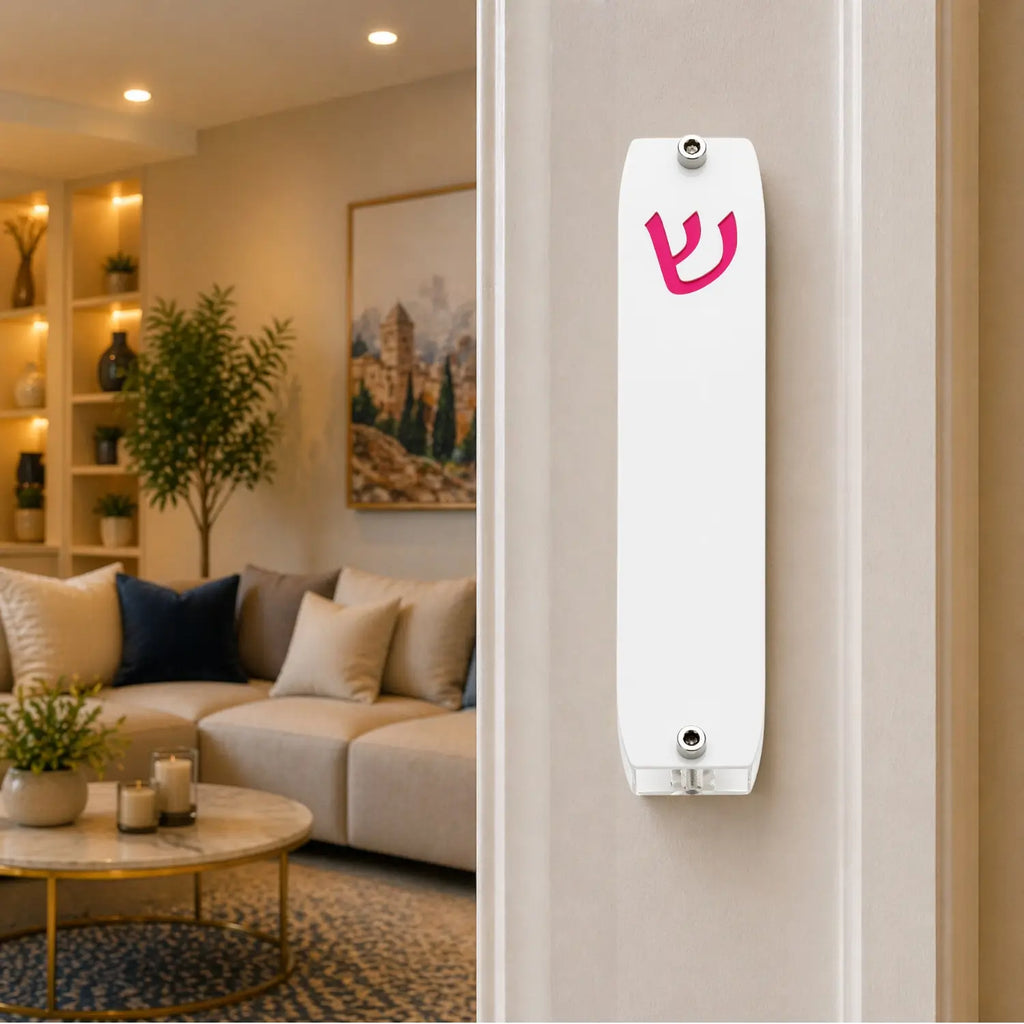Genesis Small Mezuzah for Door – Handmade Premium Clear Acrylic Case – Model LSN-20021