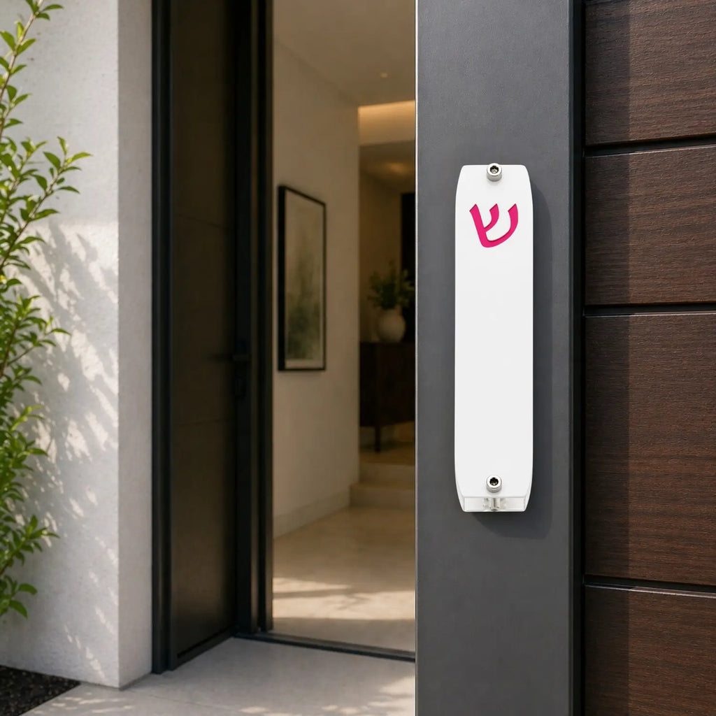 Genesis Small Mezuzah for Door – Handmade Premium Clear Acrylic Case – Model LSN-20021